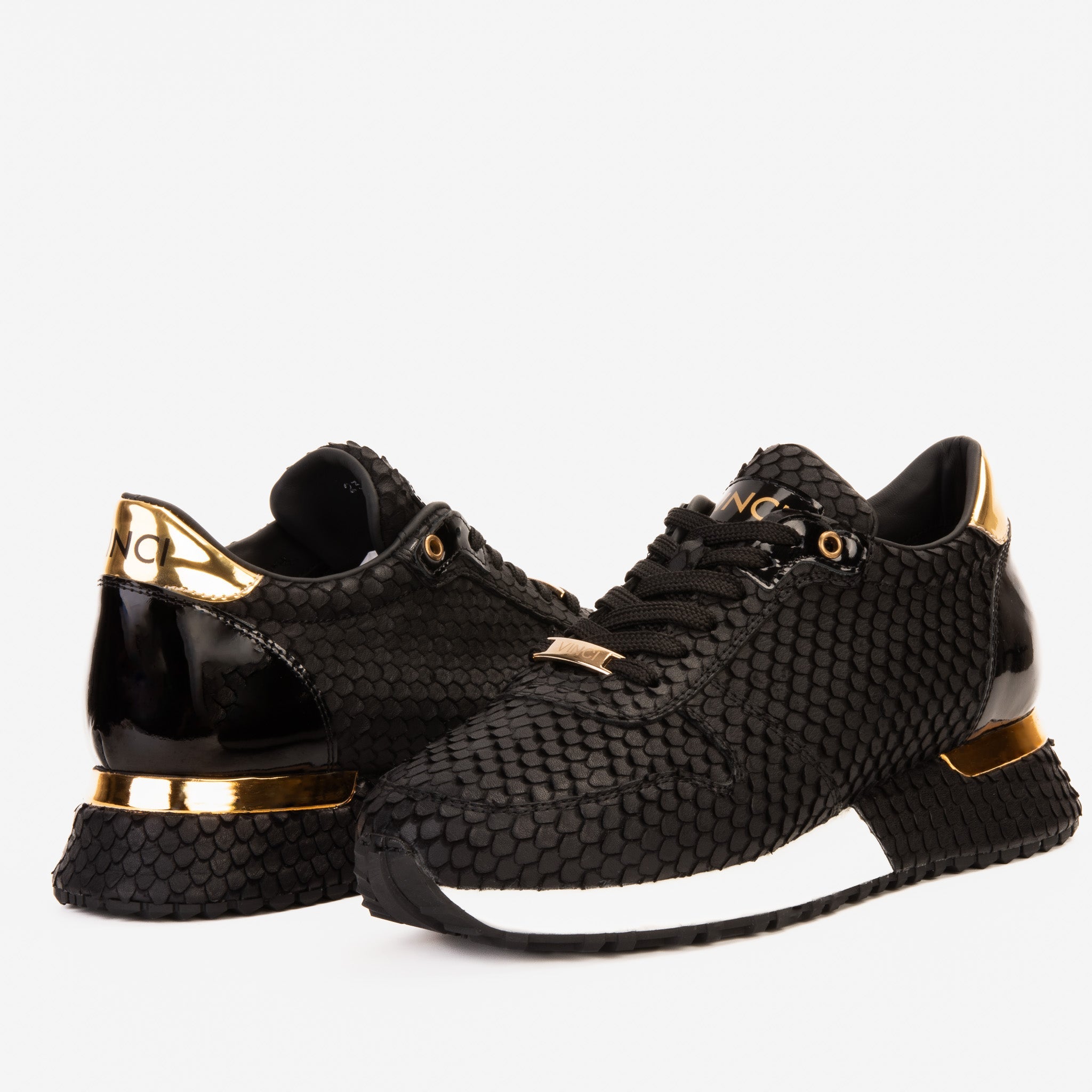 The Majesty Black Gold Leather Sneaker