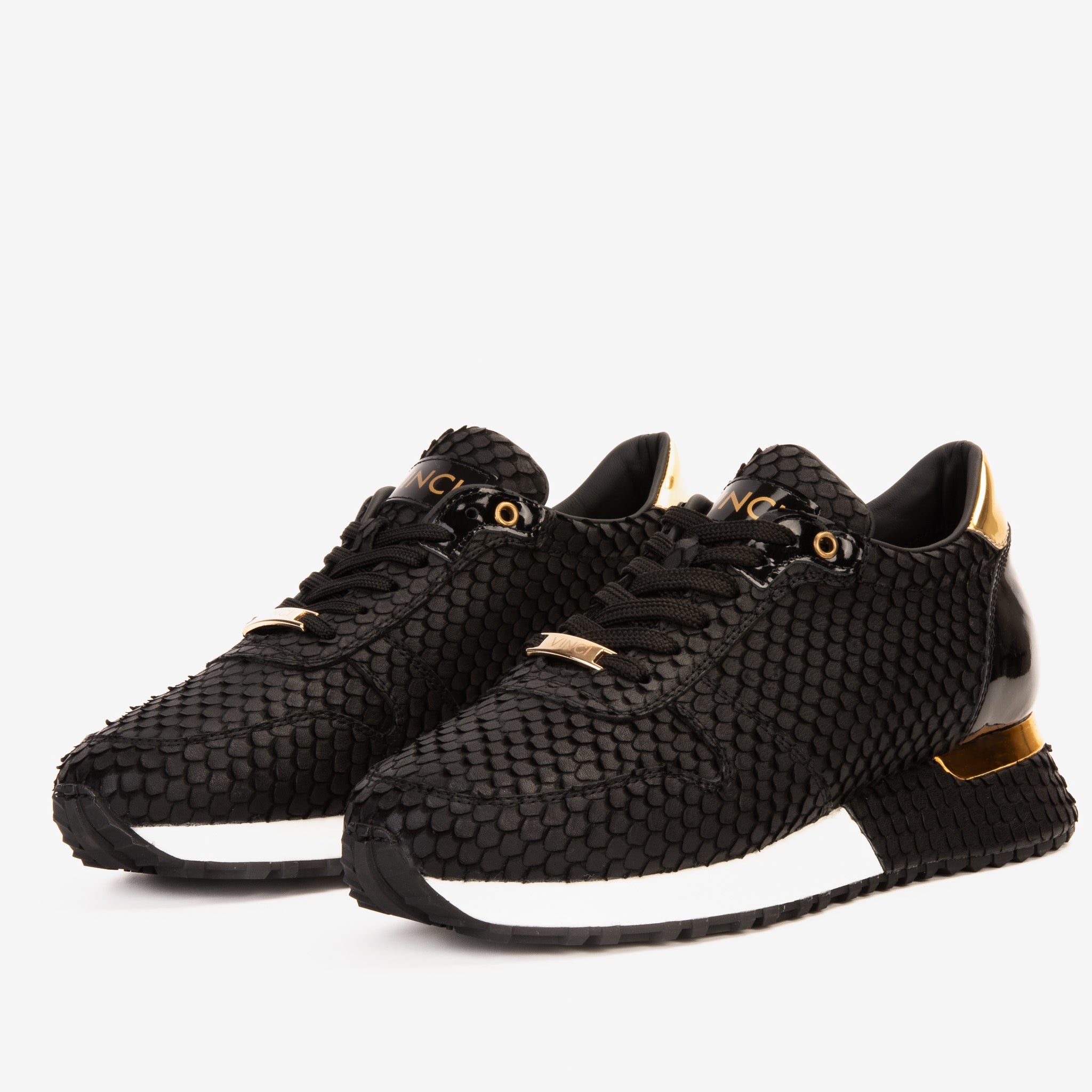 The Majesty Black Gold Leather Sneaker