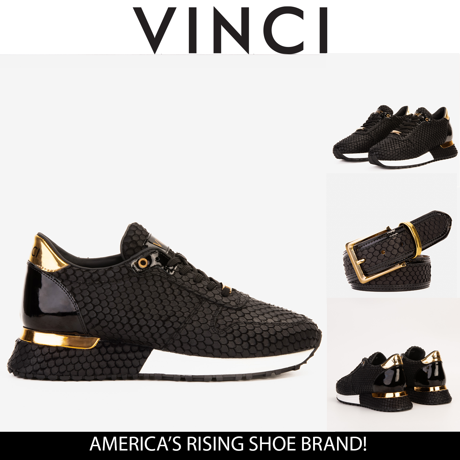 The Majesty Black Gold Leather Sneaker