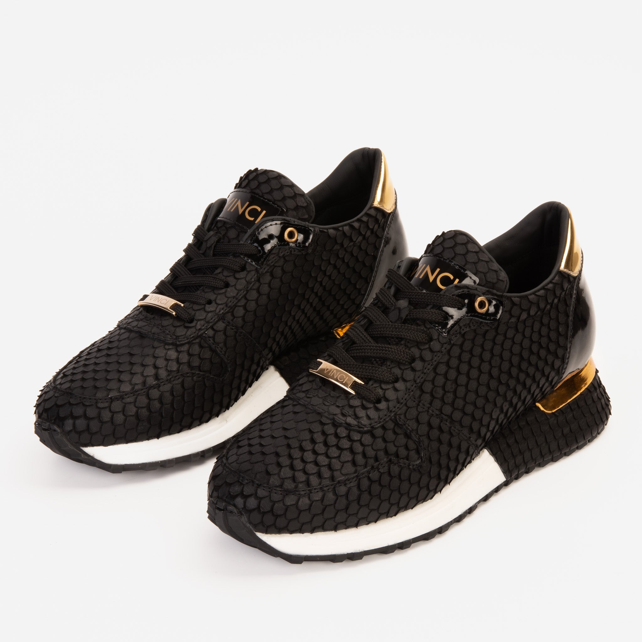 The Majesty Black Gold Leather Sneaker