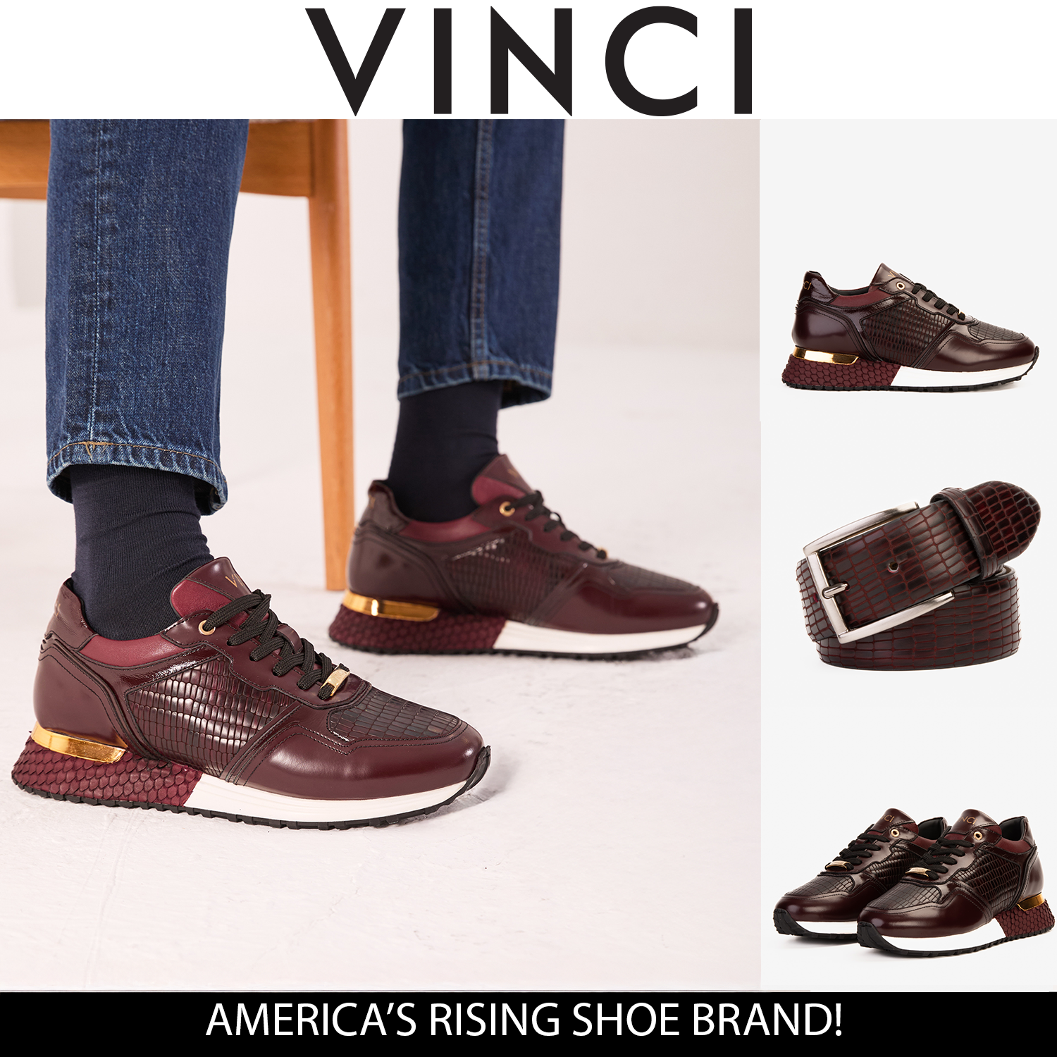 The Empire Burgundy Leather Sneaker