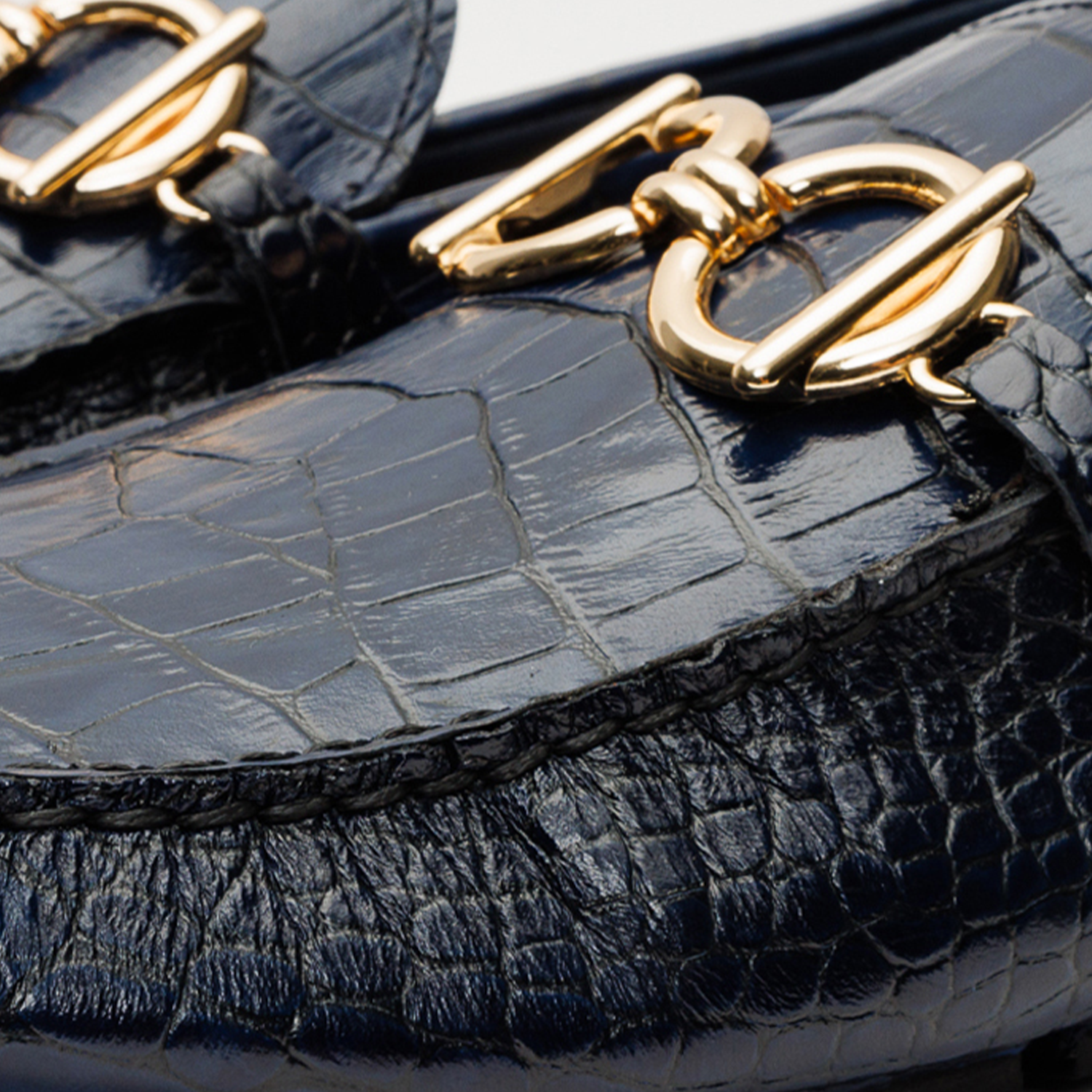 The Pisa Navy Blue Leather Bit Drive Loafer Shoe