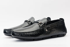 The Bologna Black Leather Bit Drive Loafer Shoe