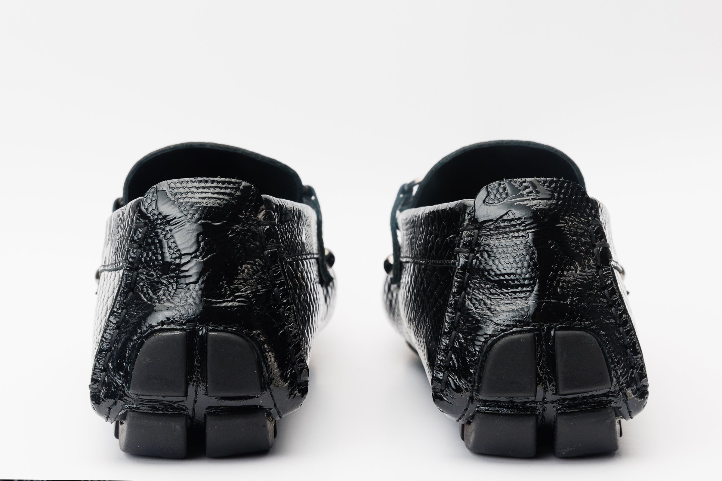 The Bologna Black Leather Bit Drive Loafer Shoe
