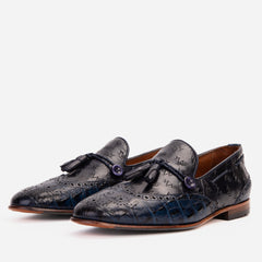 The Istanbul Navy Blue Leather Tassel Loafer Shoe