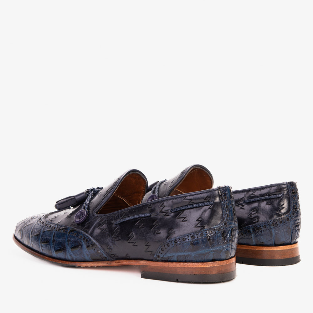 The Istanbul Navy Blue Leather Tassel Loafer Shoe