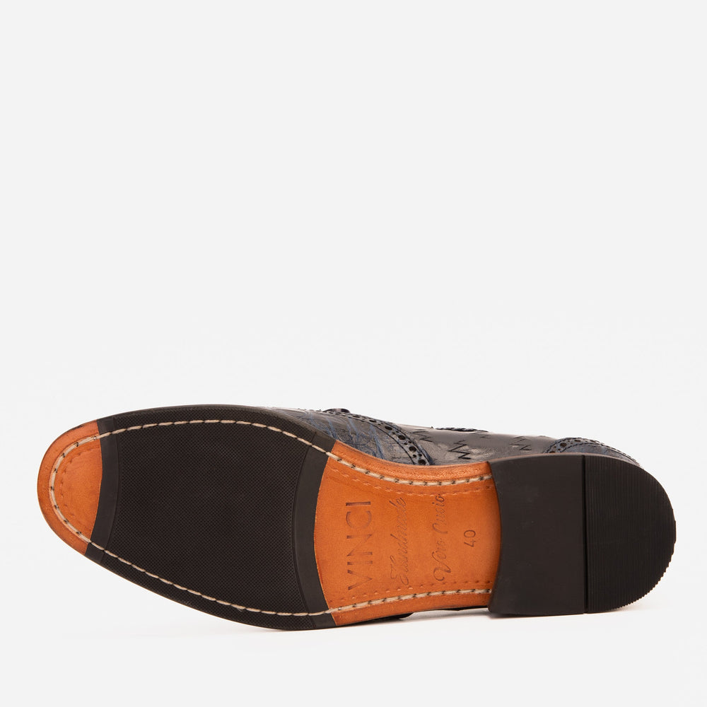 The Istanbul Navy Blue Leather Tassel Loafer Shoe