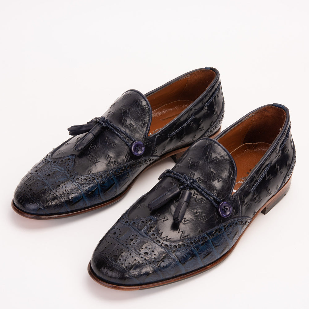 The Istanbul Navy Blue Leather Tassel Loafer Shoe