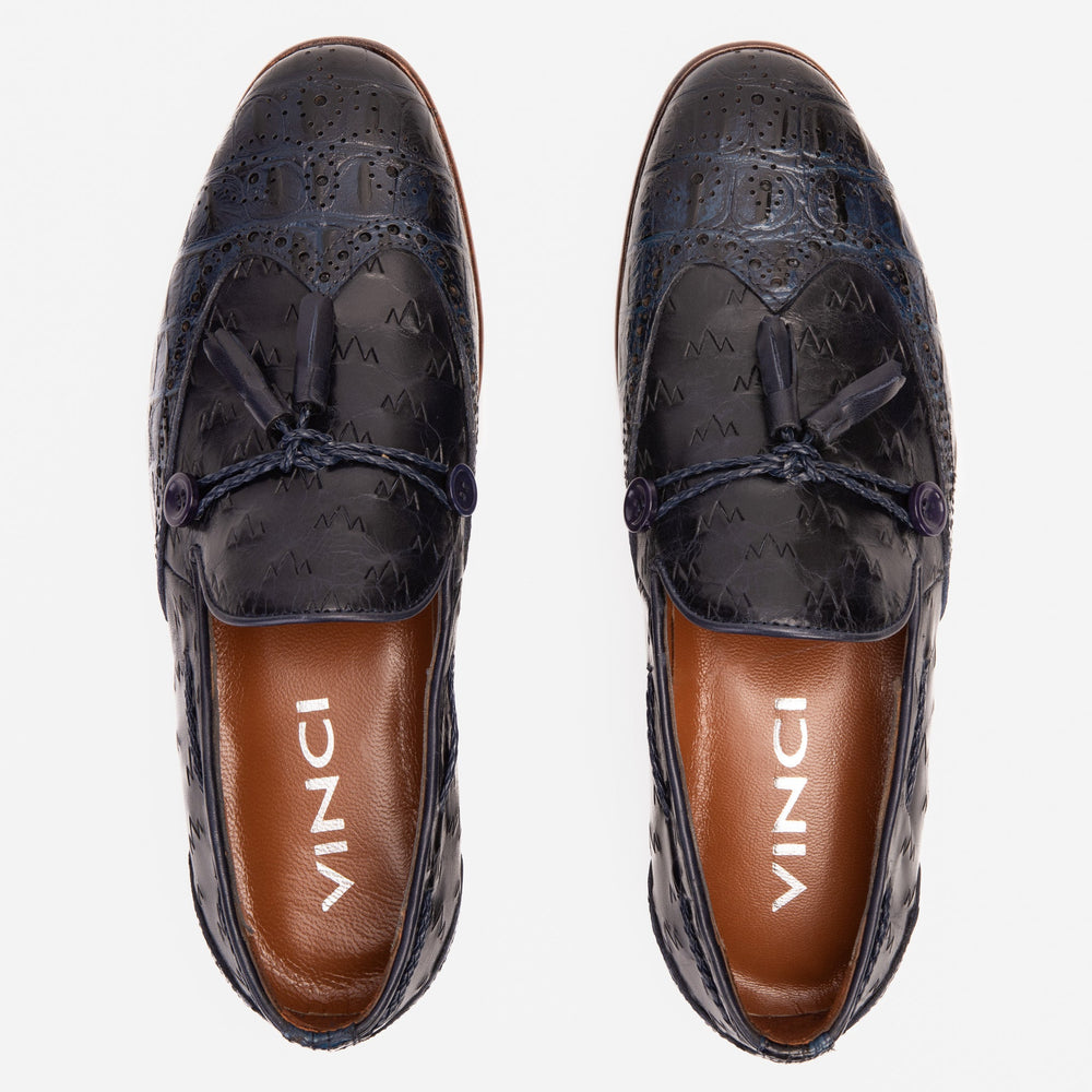 The Istanbul Navy Blue Leather Tassel Loafer Shoe