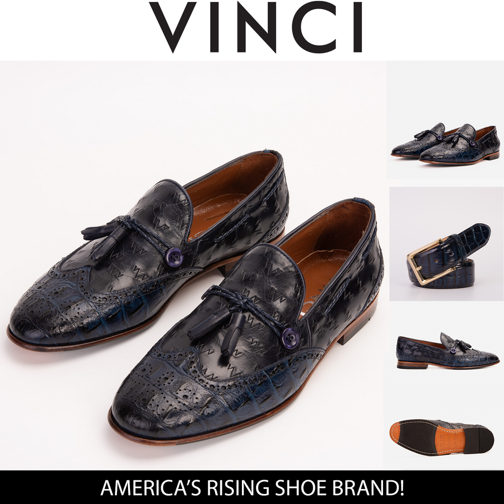 The Istanbul Navy Blue Leather Tassel Loafer Shoe