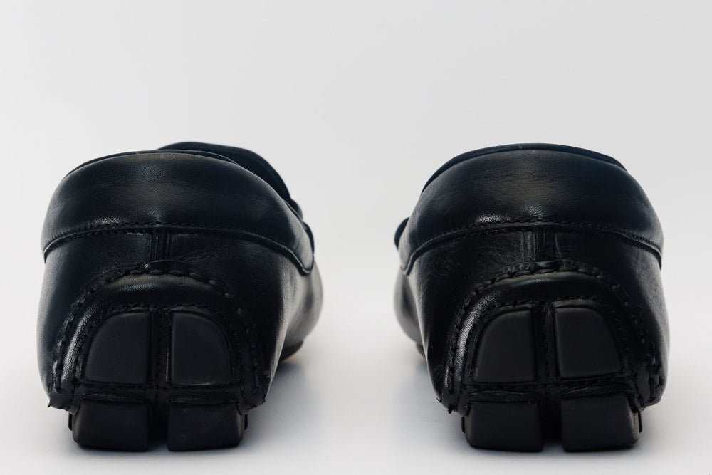 Pavia Black Leather Bit Drive Loafer Shoe