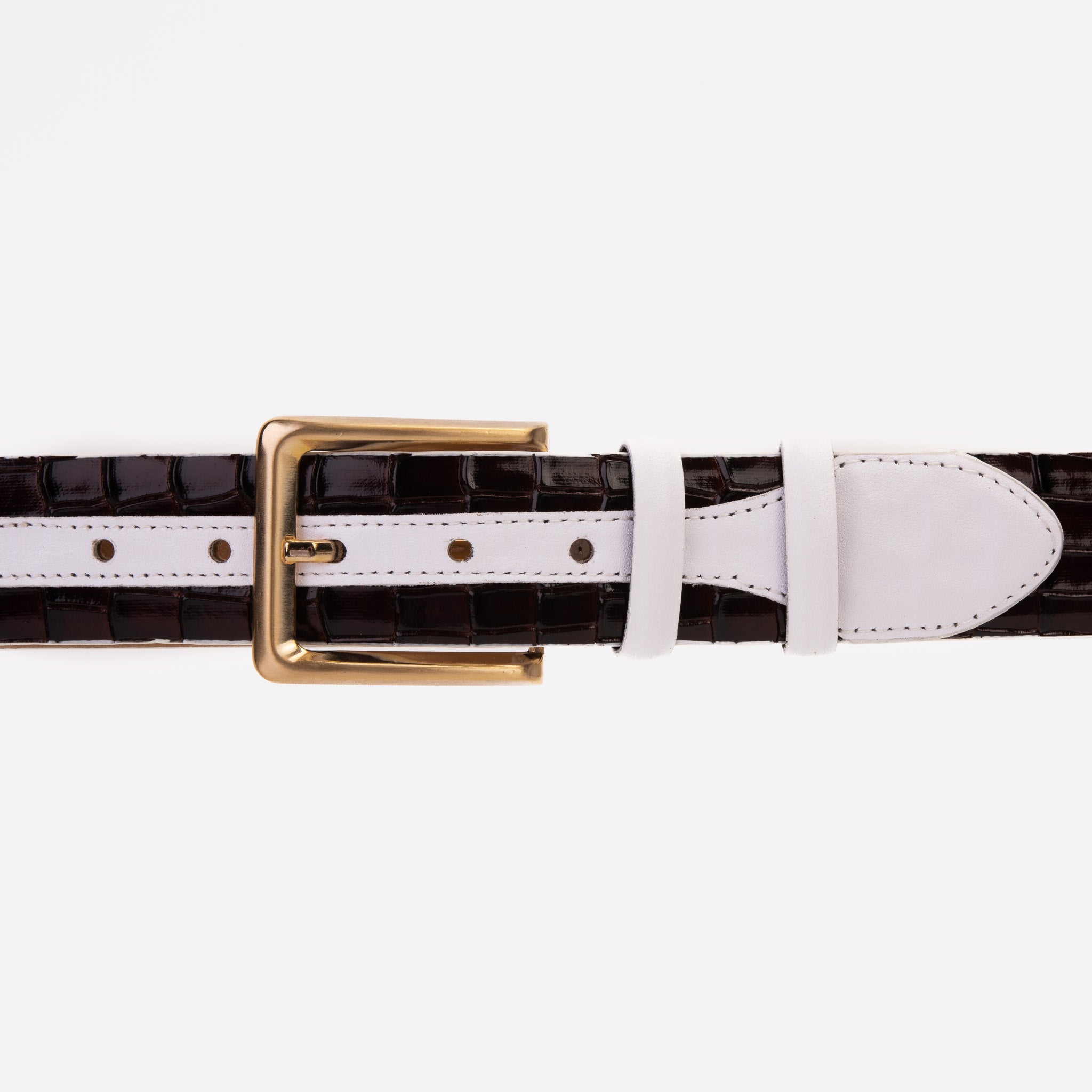 The Bellagio Brown White Leather Belt