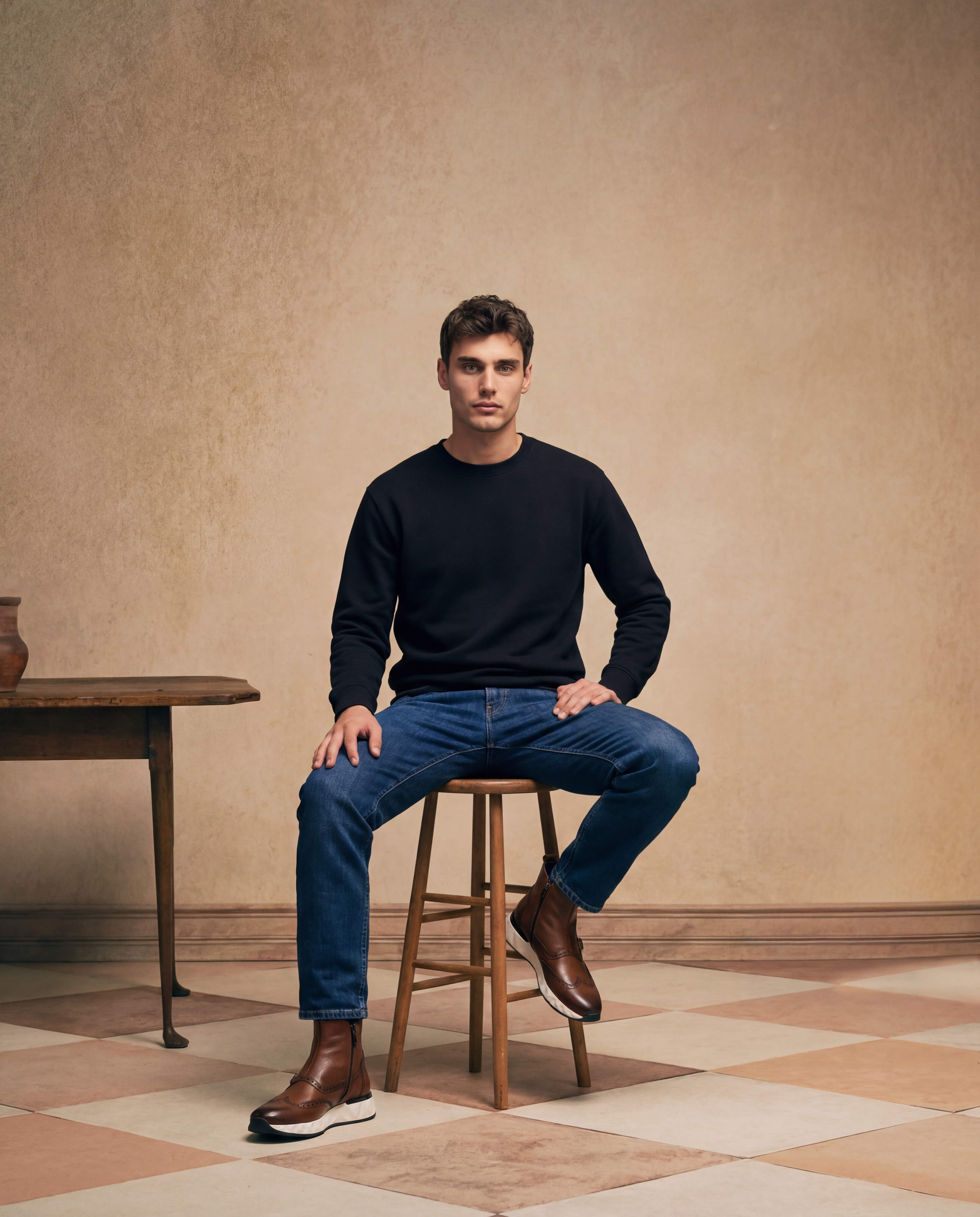 The Stealth Wingtip Buckle Tan Leather Boot