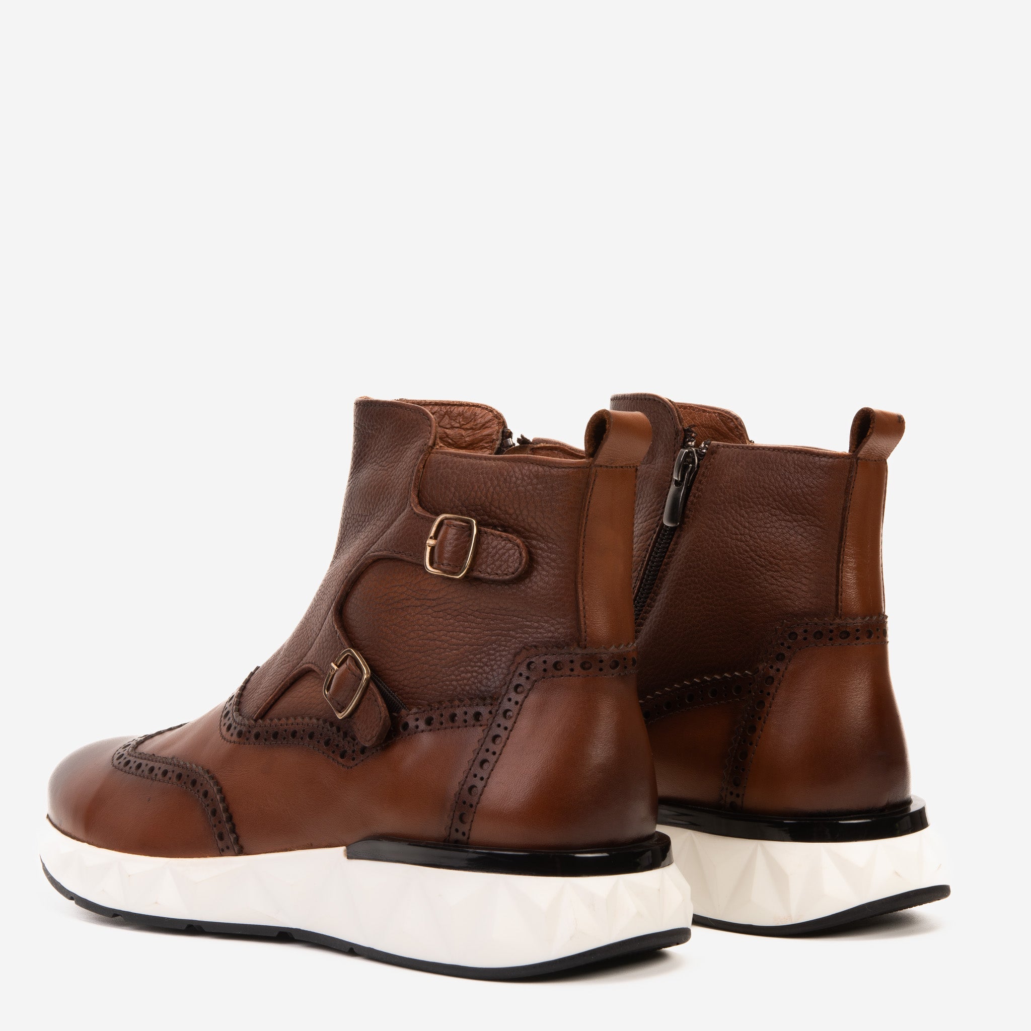 The Stealth Wingtip Buckle Tan Leather Boot