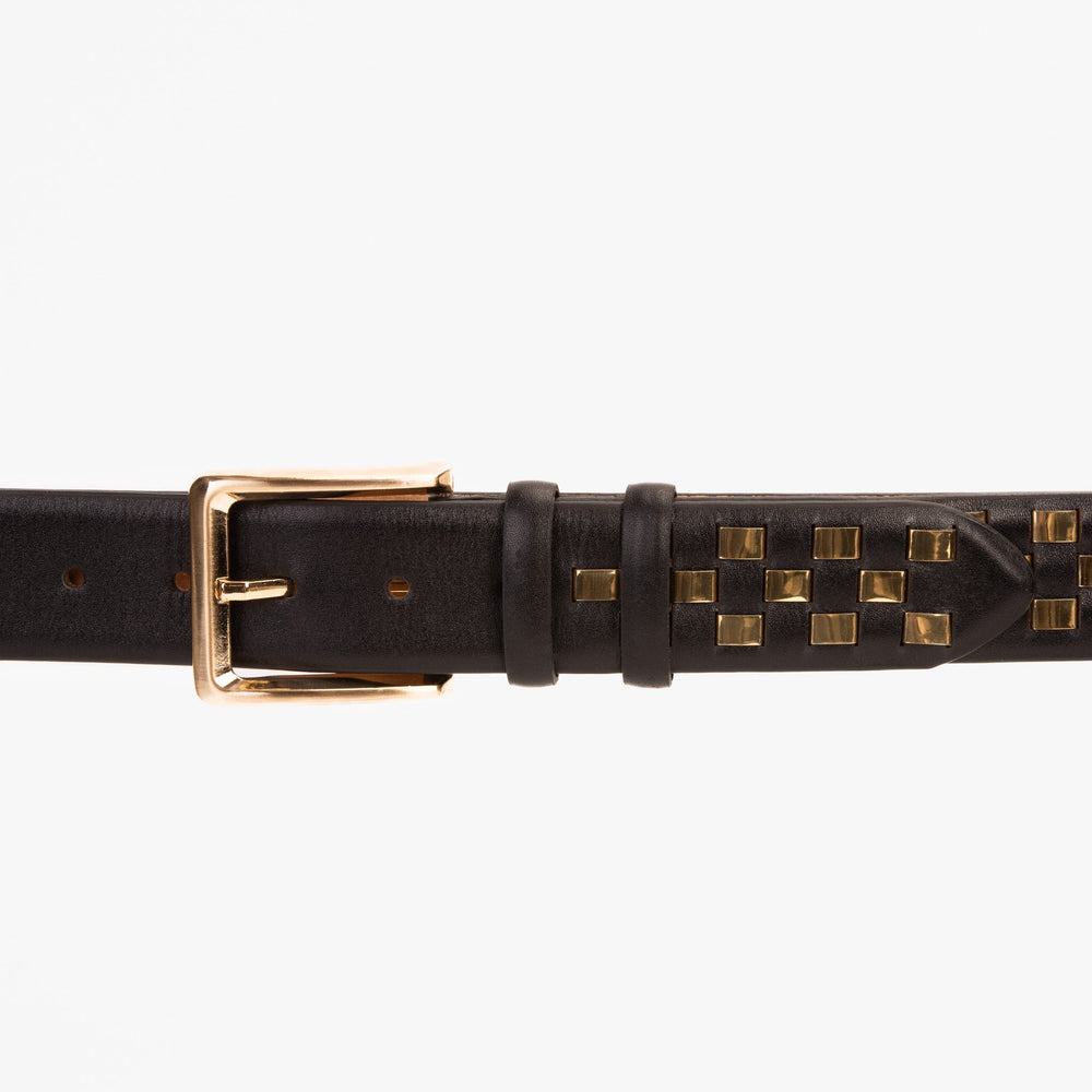 The Mackenzie Black Gold Woven Leather Belt