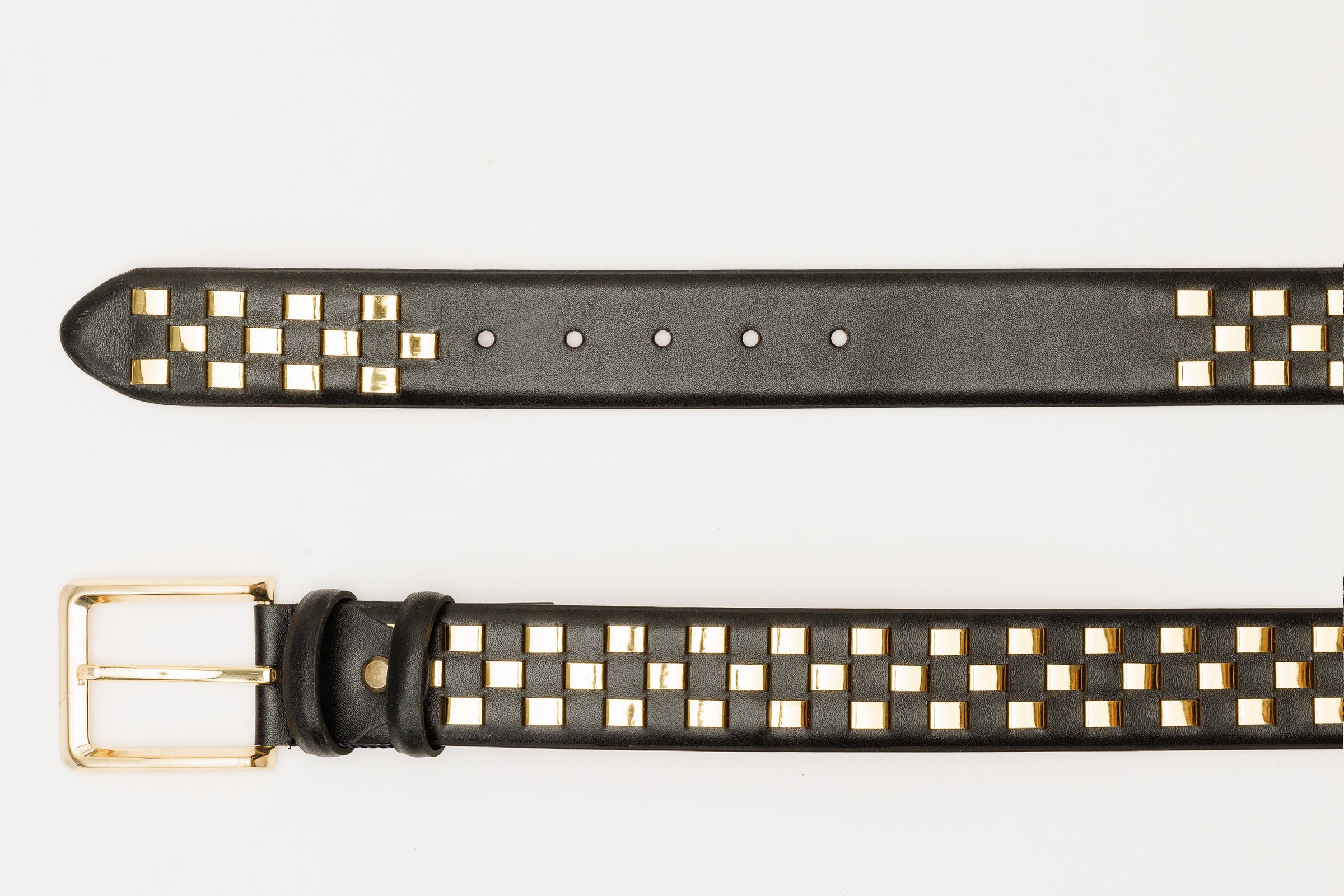 The Mackenzie Black Gold Woven Leather Belt