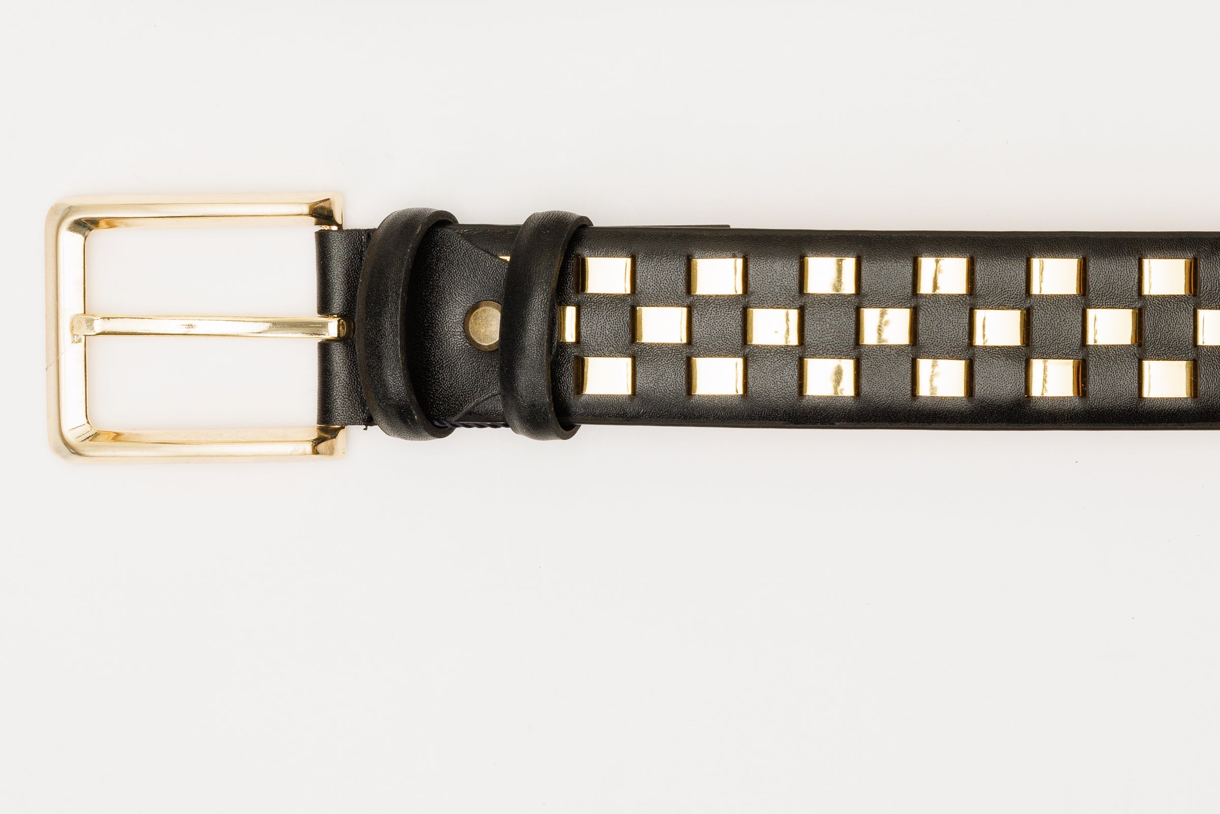 The Mackenzie Black Gold Woven Leather Belt