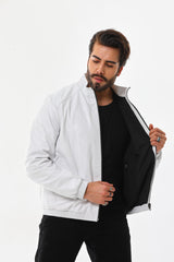 The Como Reversible White Black Leather Bomber Jacket
