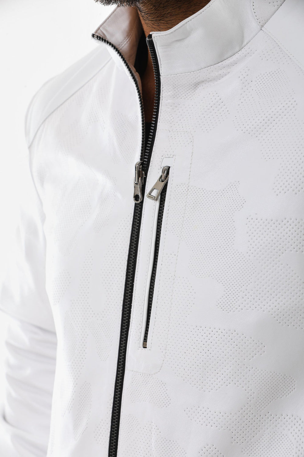 The Como Reversible White Black Leather Bomber Jacket