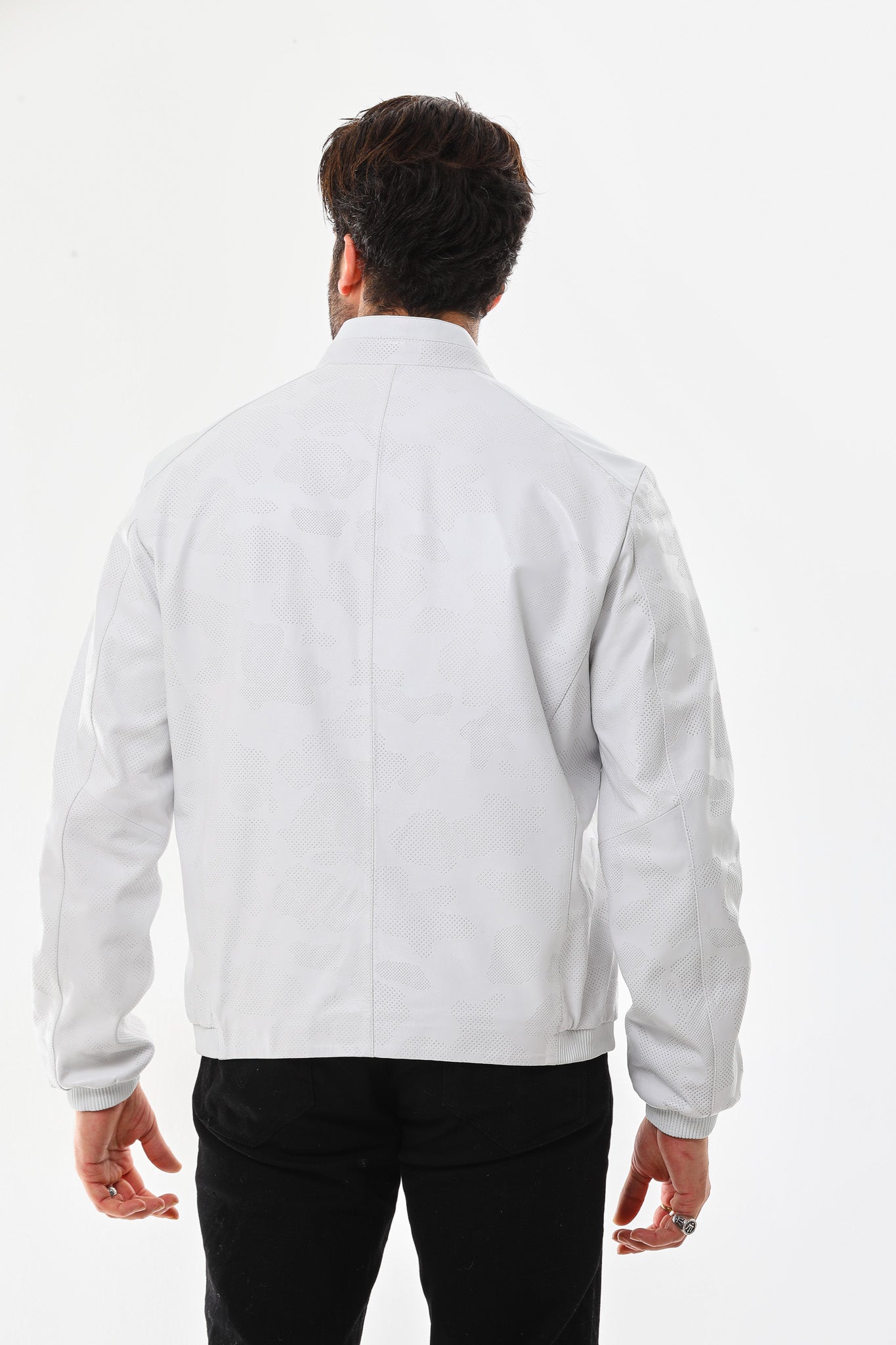 The Como Reversible White Black Leather Bomber Jacket