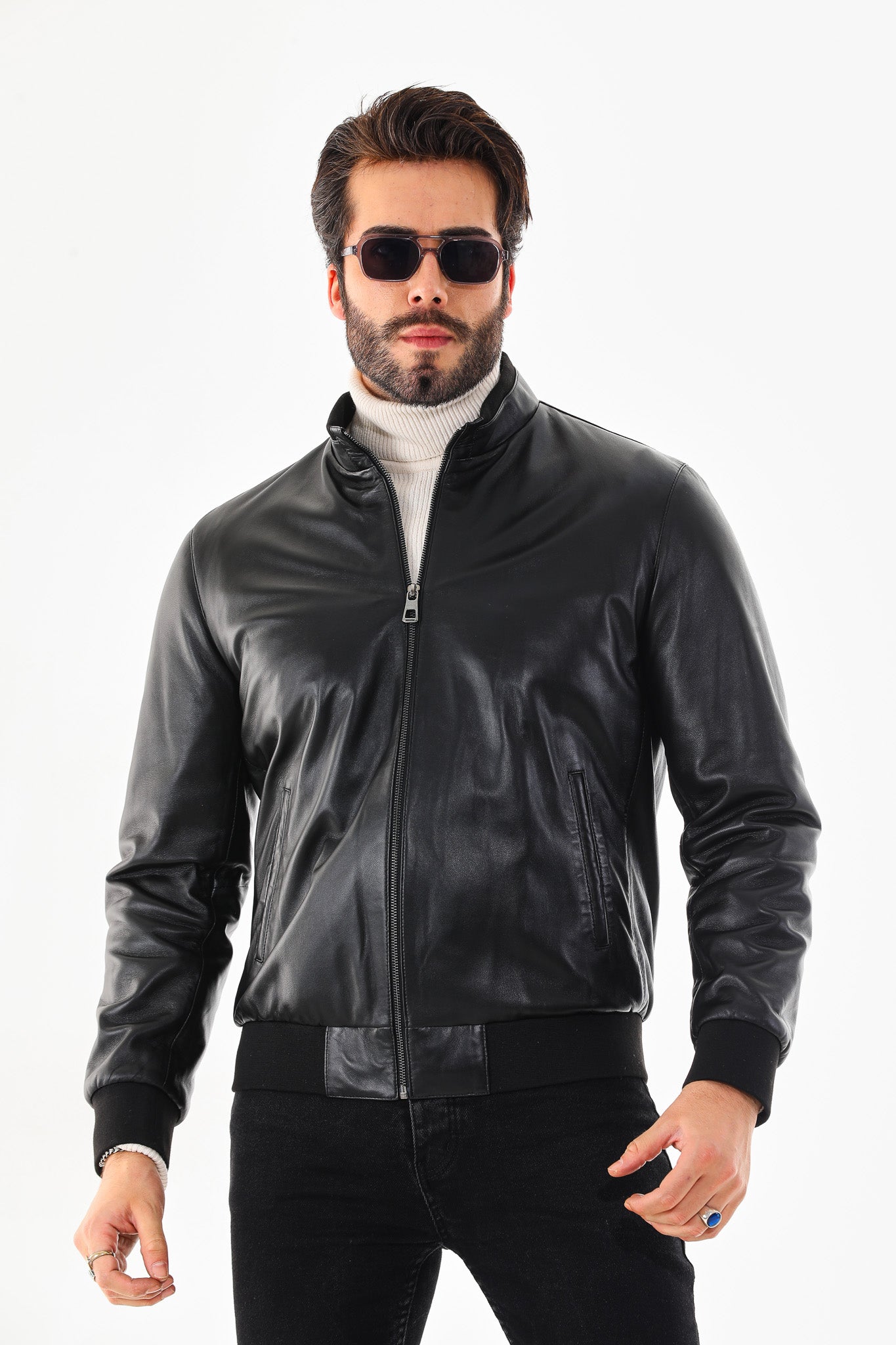 Monza Vintage Black Lambskin Leather Jacket