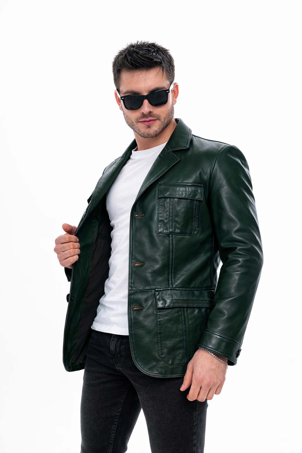 The Ravenna Green  Leather Jacket