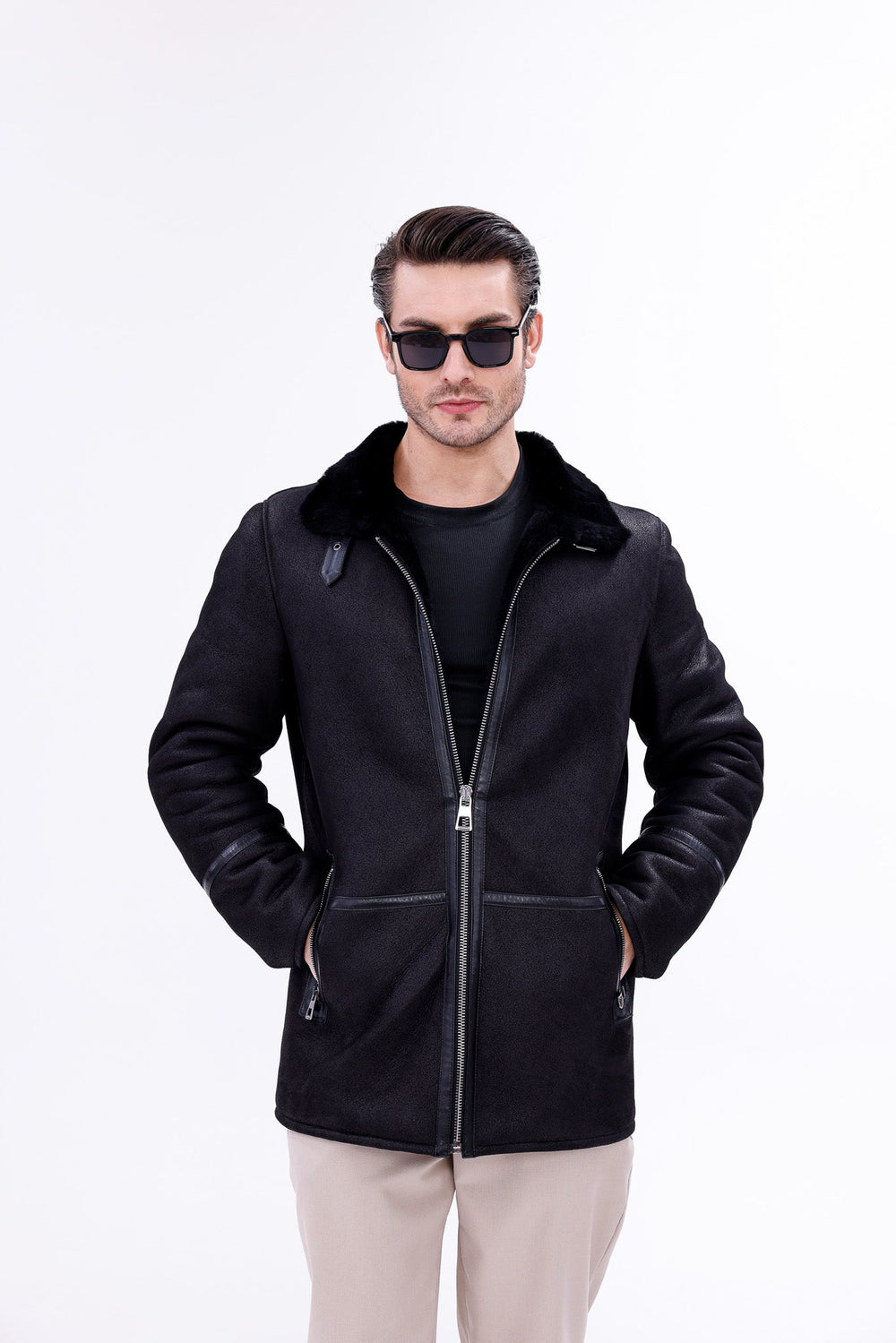 The Varese Black Shearling Jacket