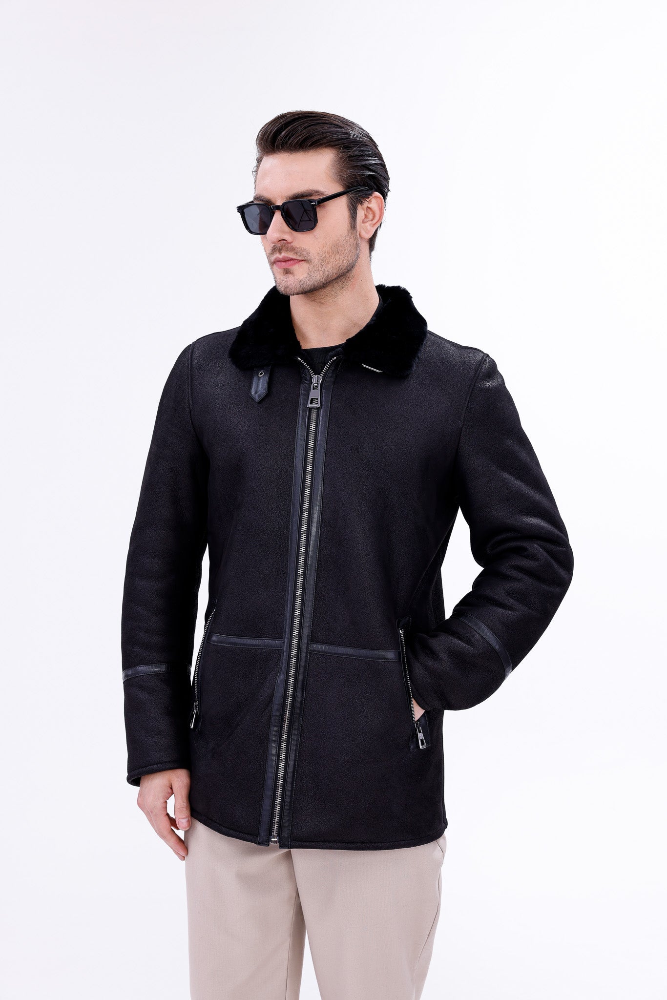 The Varese Black Shearling Jacket