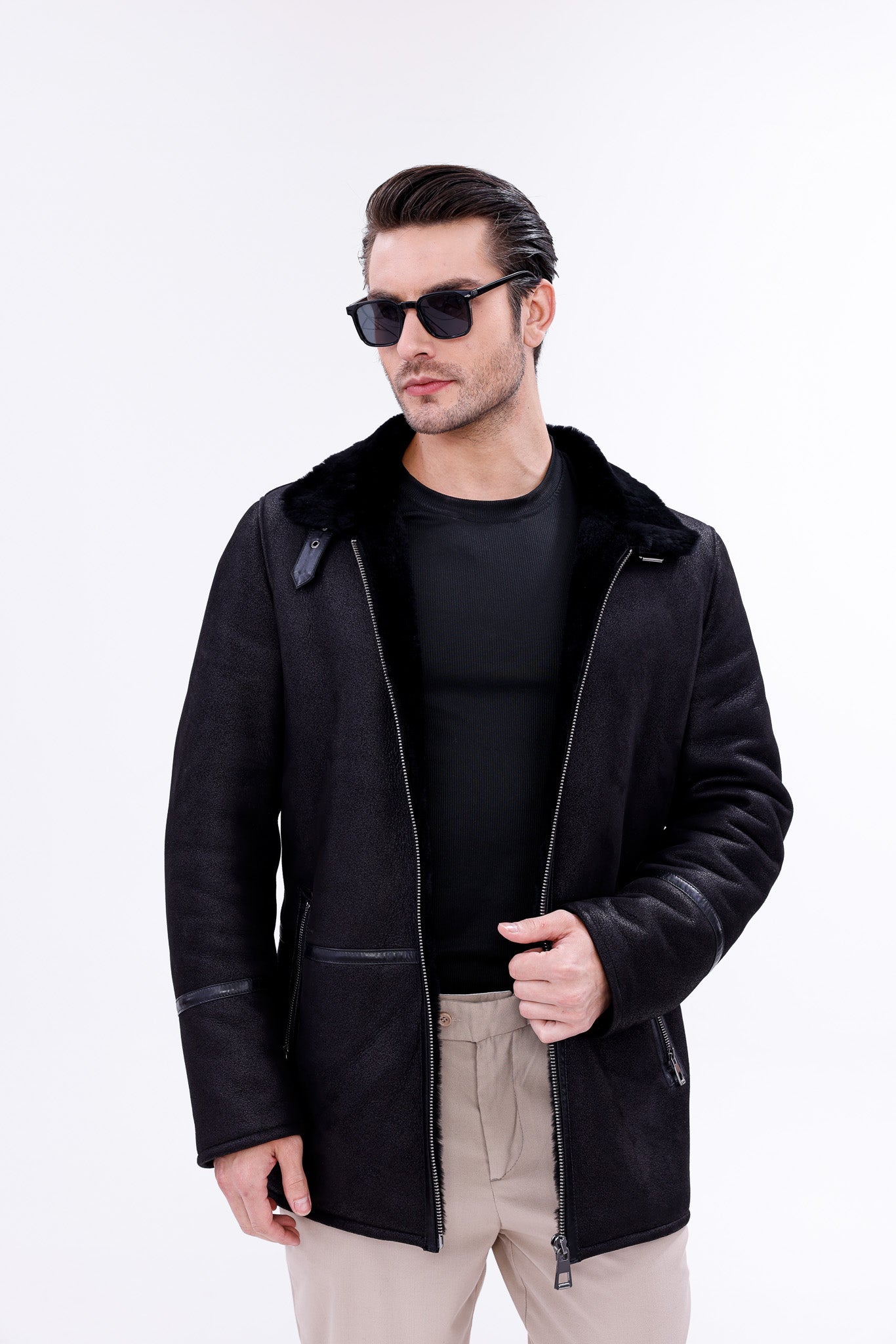 The Varese Black Shearling Jacket