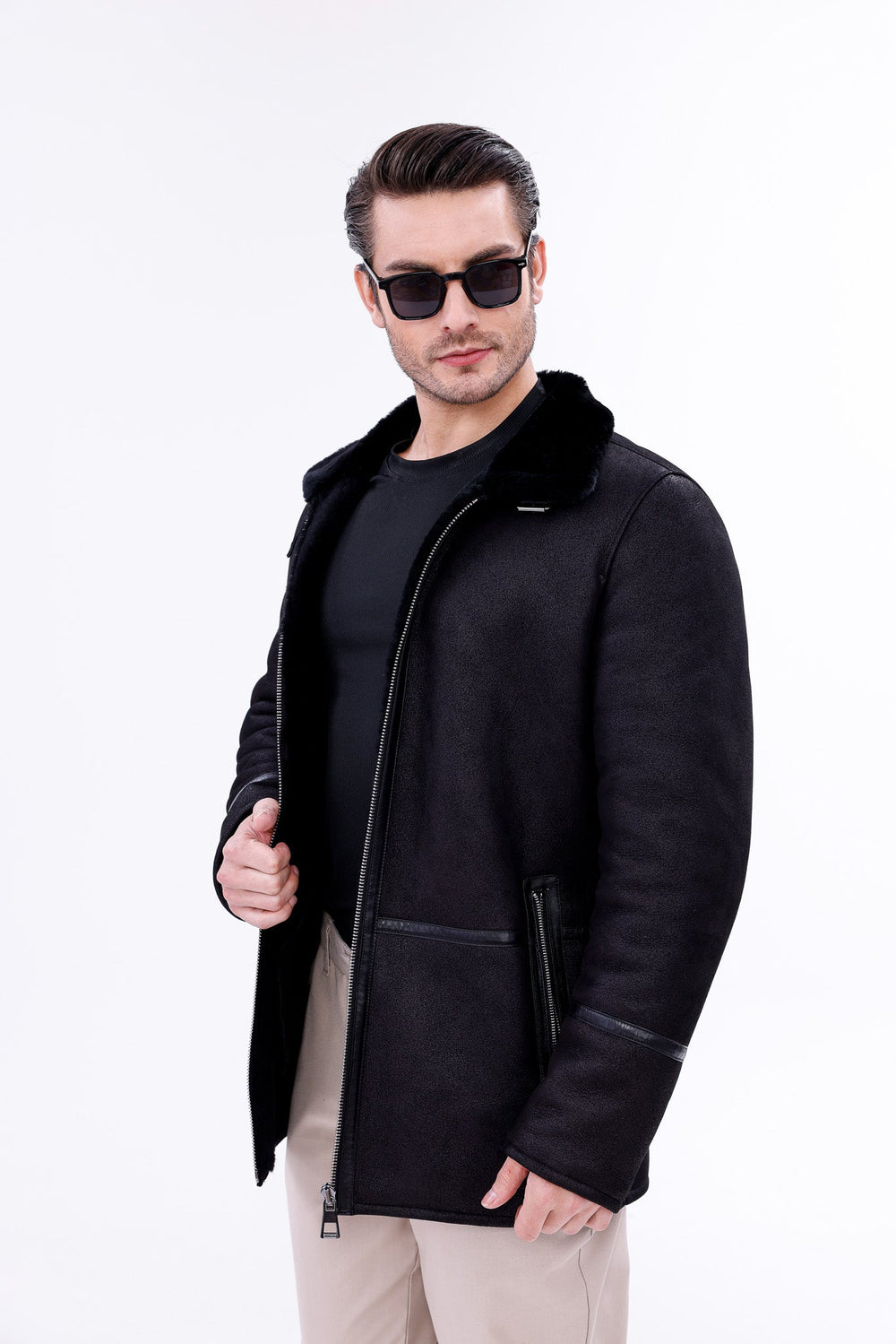 The Varese Black Shearling Jacket