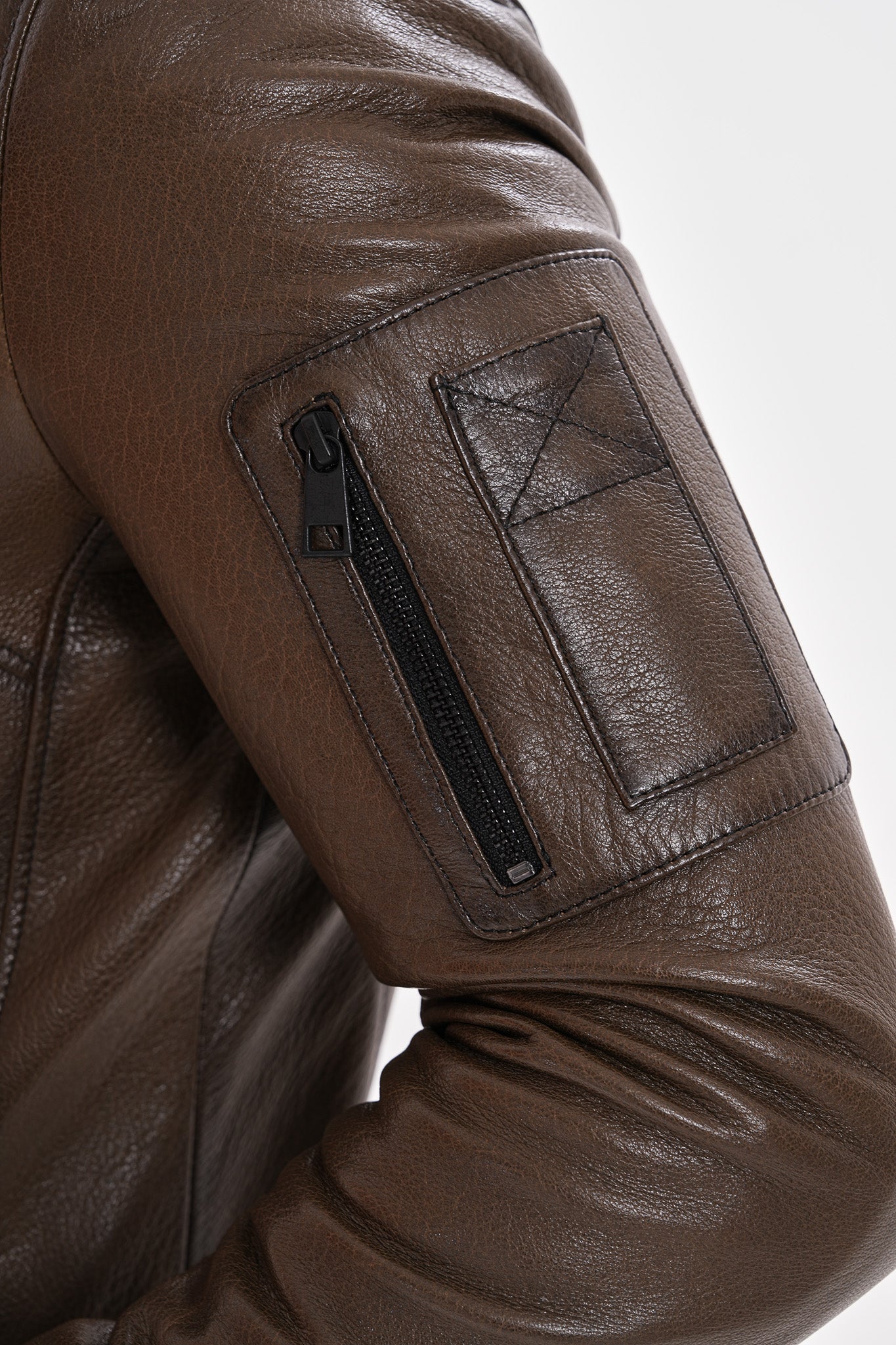 The Veneto Khaki Leather Hooded Jacket