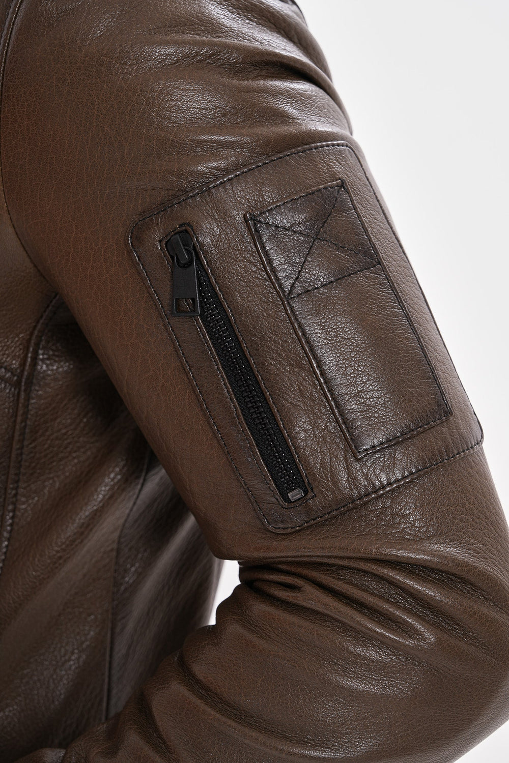 The Veneto Khaki Leather Hooded Jacket