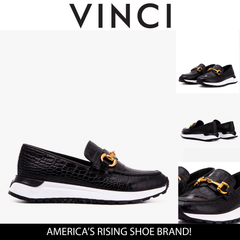 The Milan Black  Croc-Embossed Leather Sneaker
