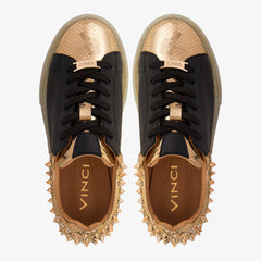 The Venezia Gold Black Leather Sneaker