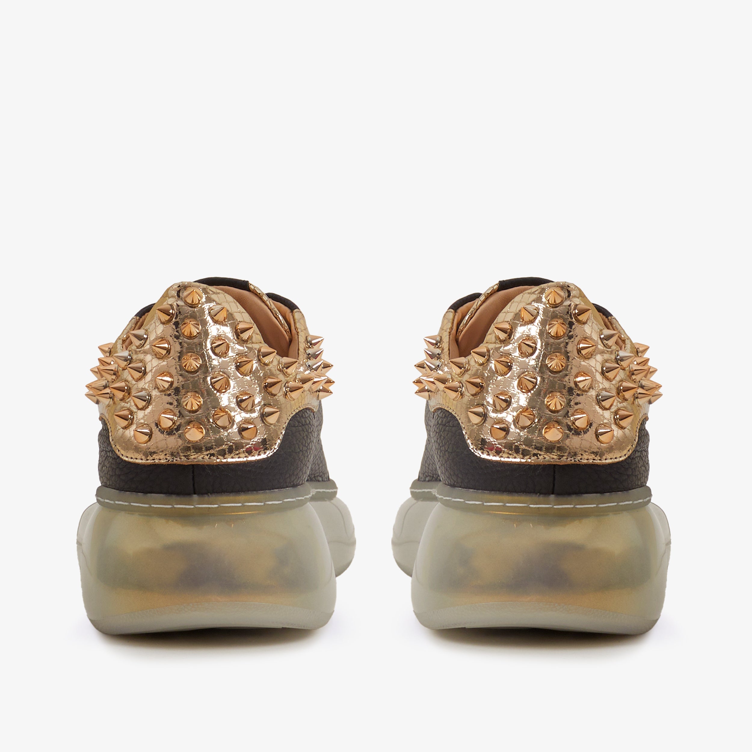 The Venezia Gold Black Leather Sneaker