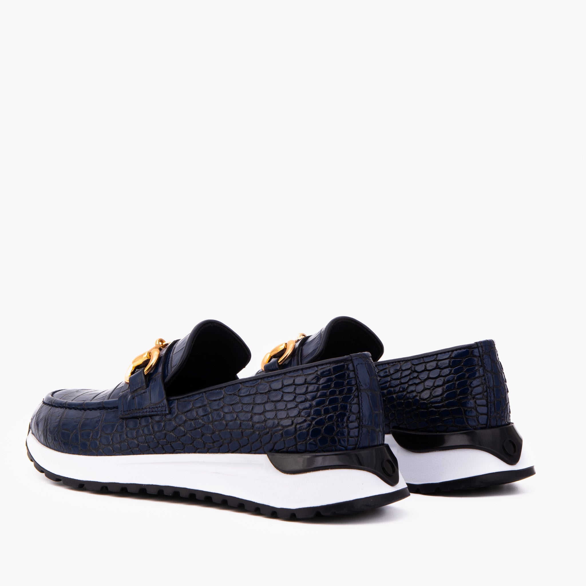 The Milan Navy Croc-Embossed Leather Sneaker