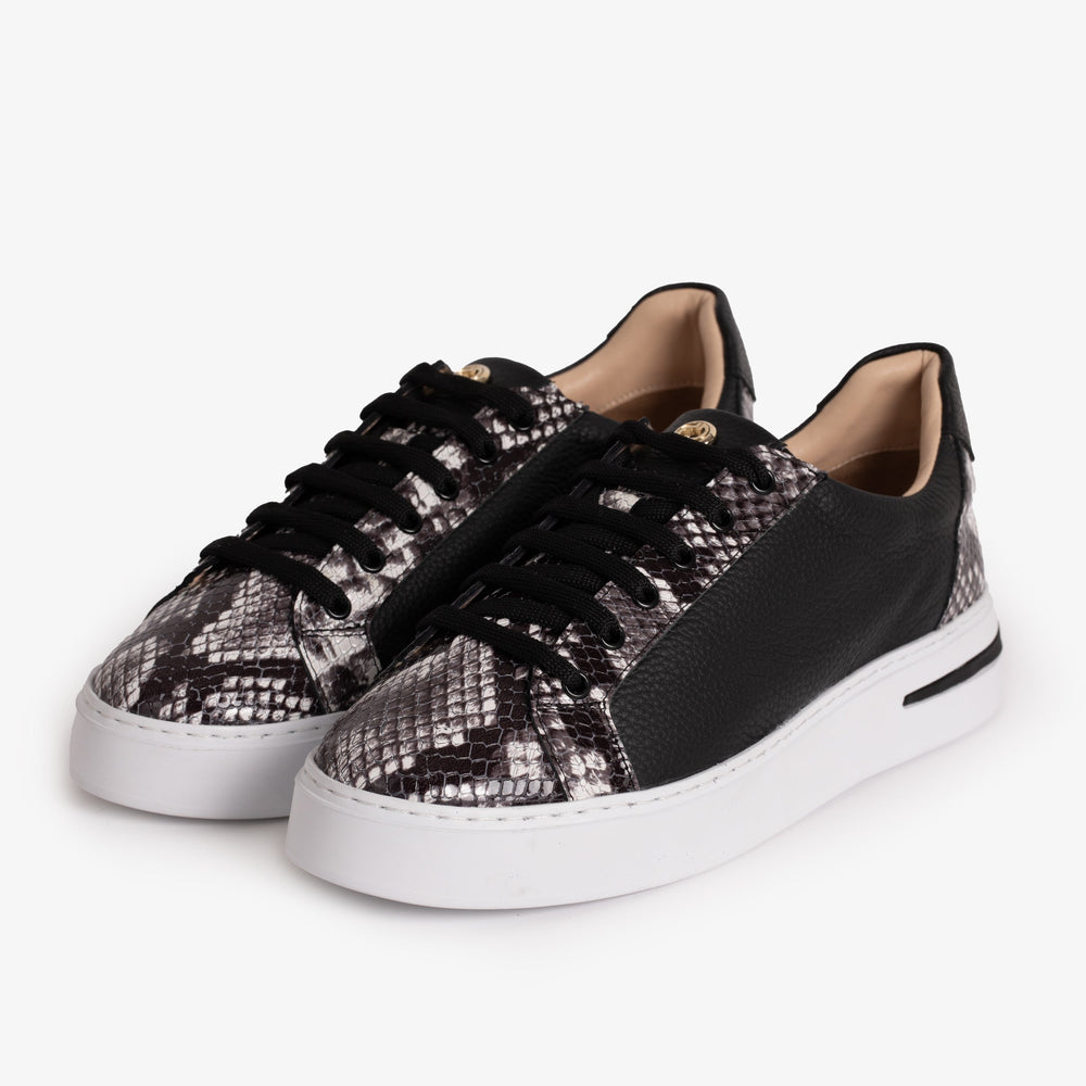The Burano Black White  Leather Sneaker