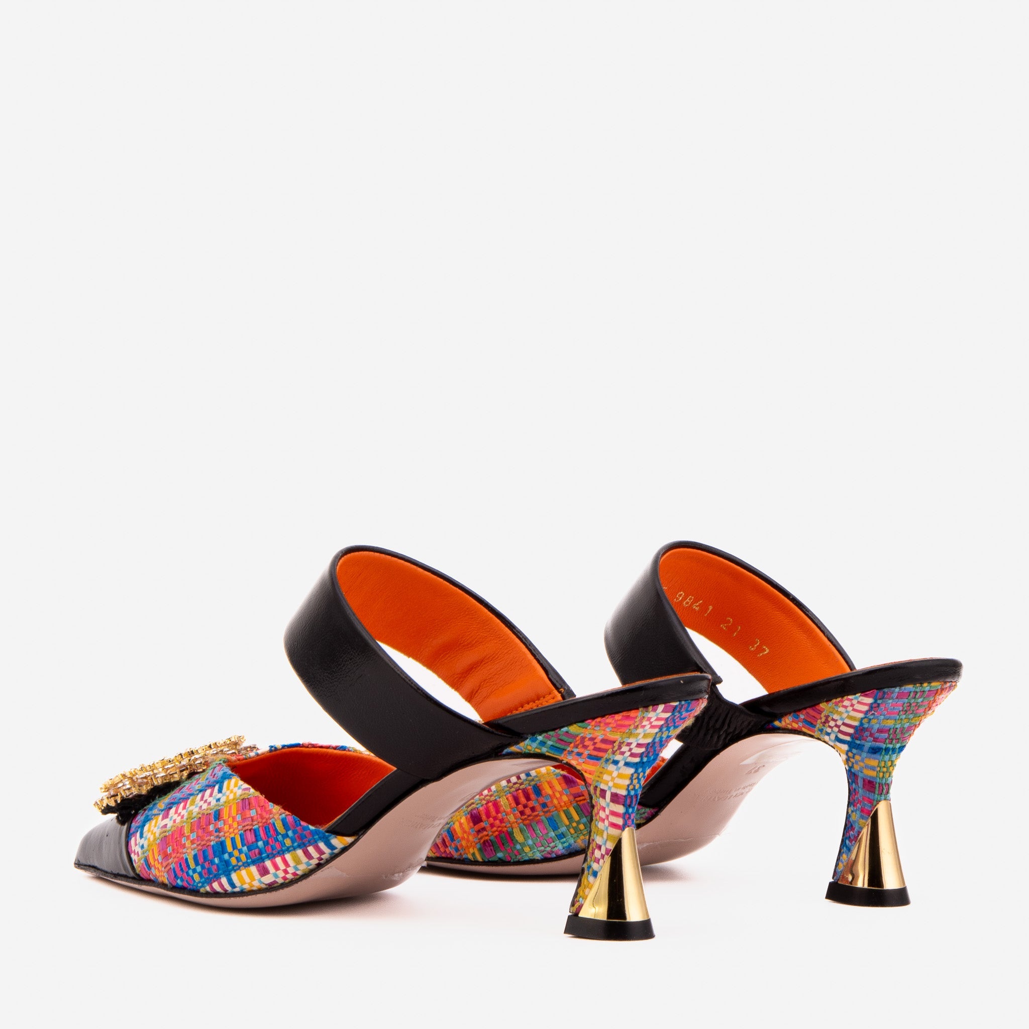 The Valencia Multicolor Leather Jewel Heel Mule Sandal
