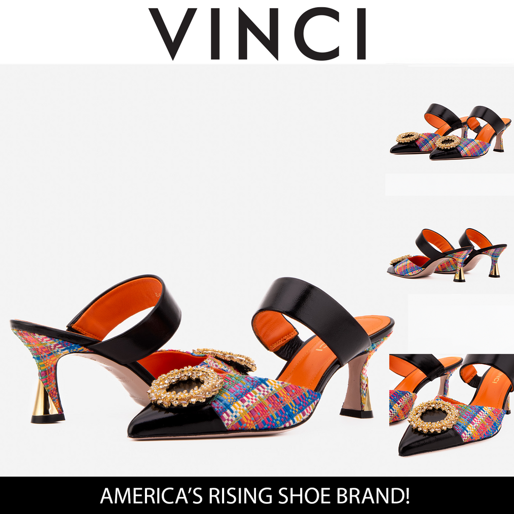 The Valencia Multicolor Leather Jewel Heel Mule Sandal