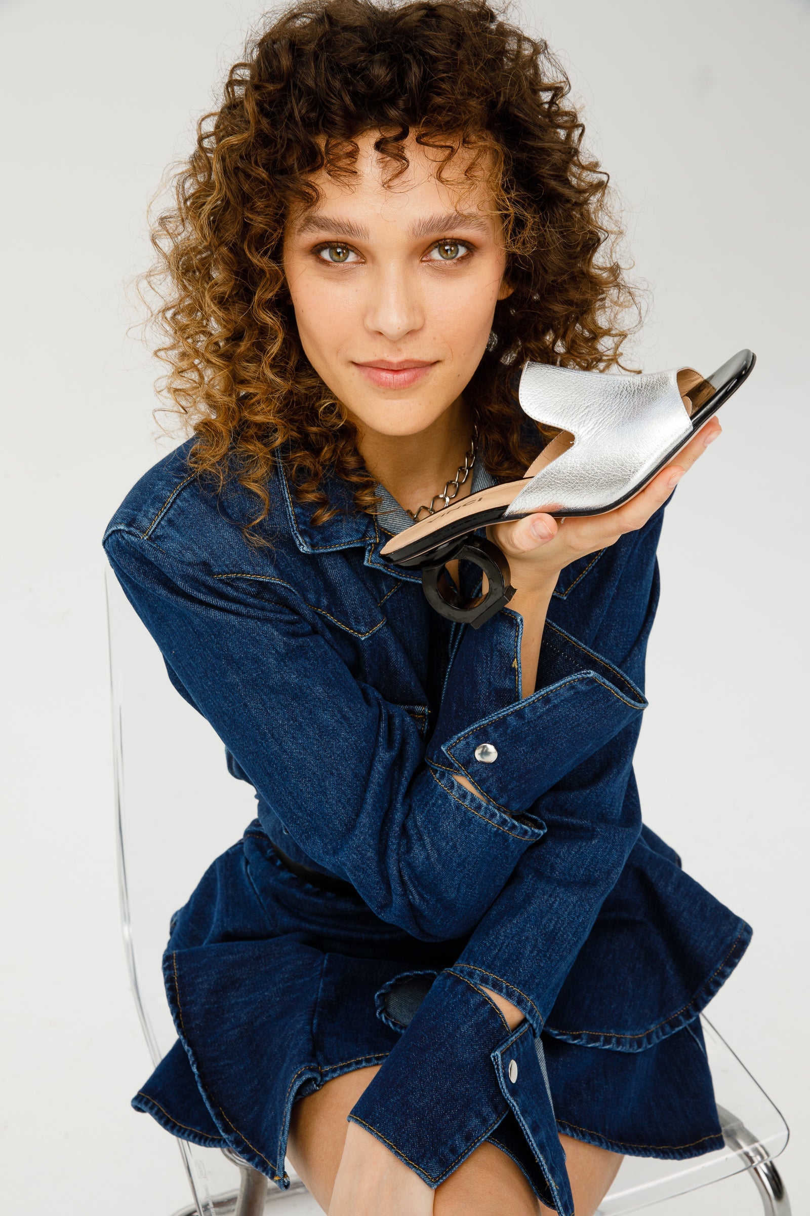 The Tory Silver Leather Sandal