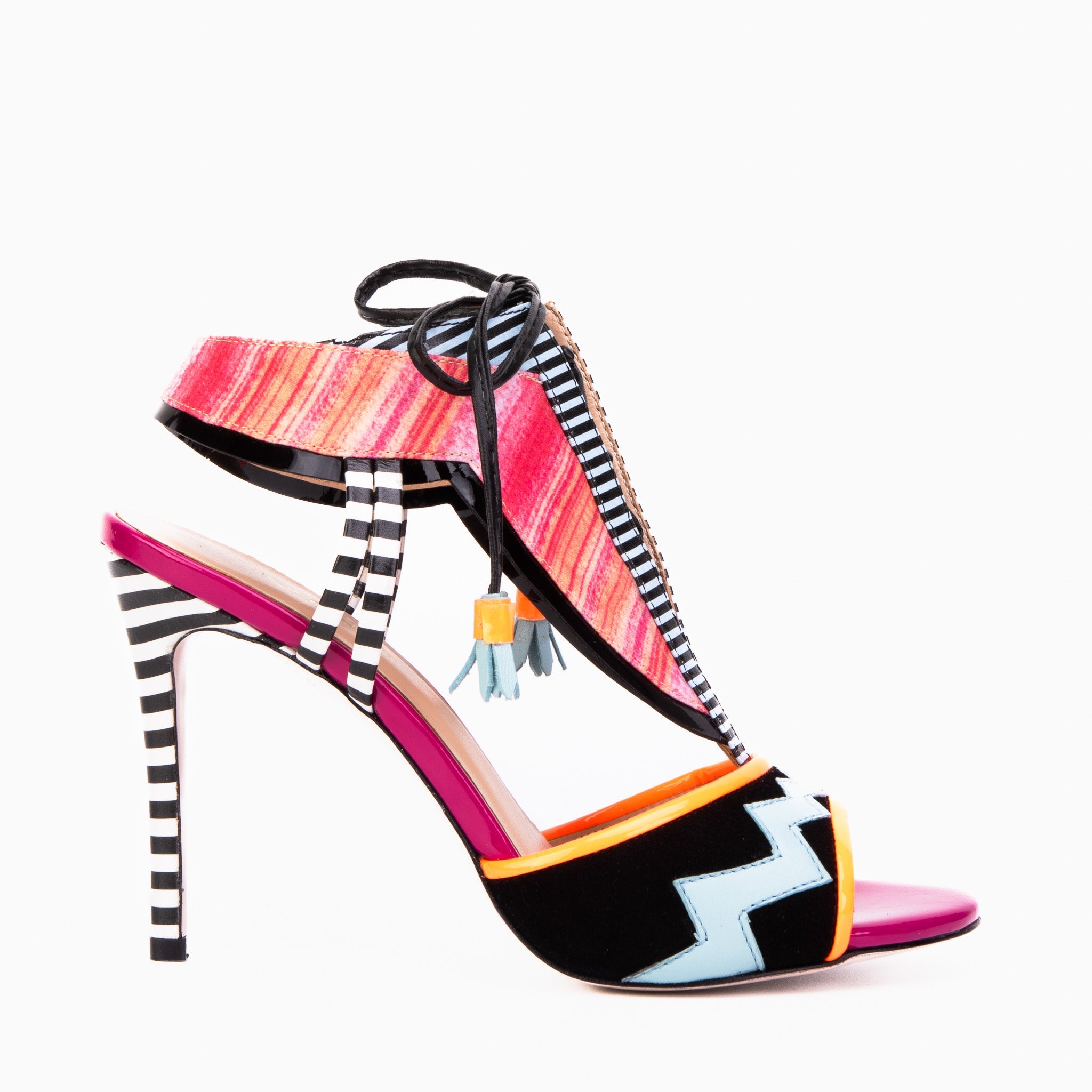 The Santa Amaro Multicolor T-Strap Lace-Up Leather Sandal