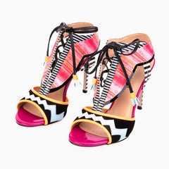The Santa Amaro Multicolor T-Strap Lace-Up Leather Sandal