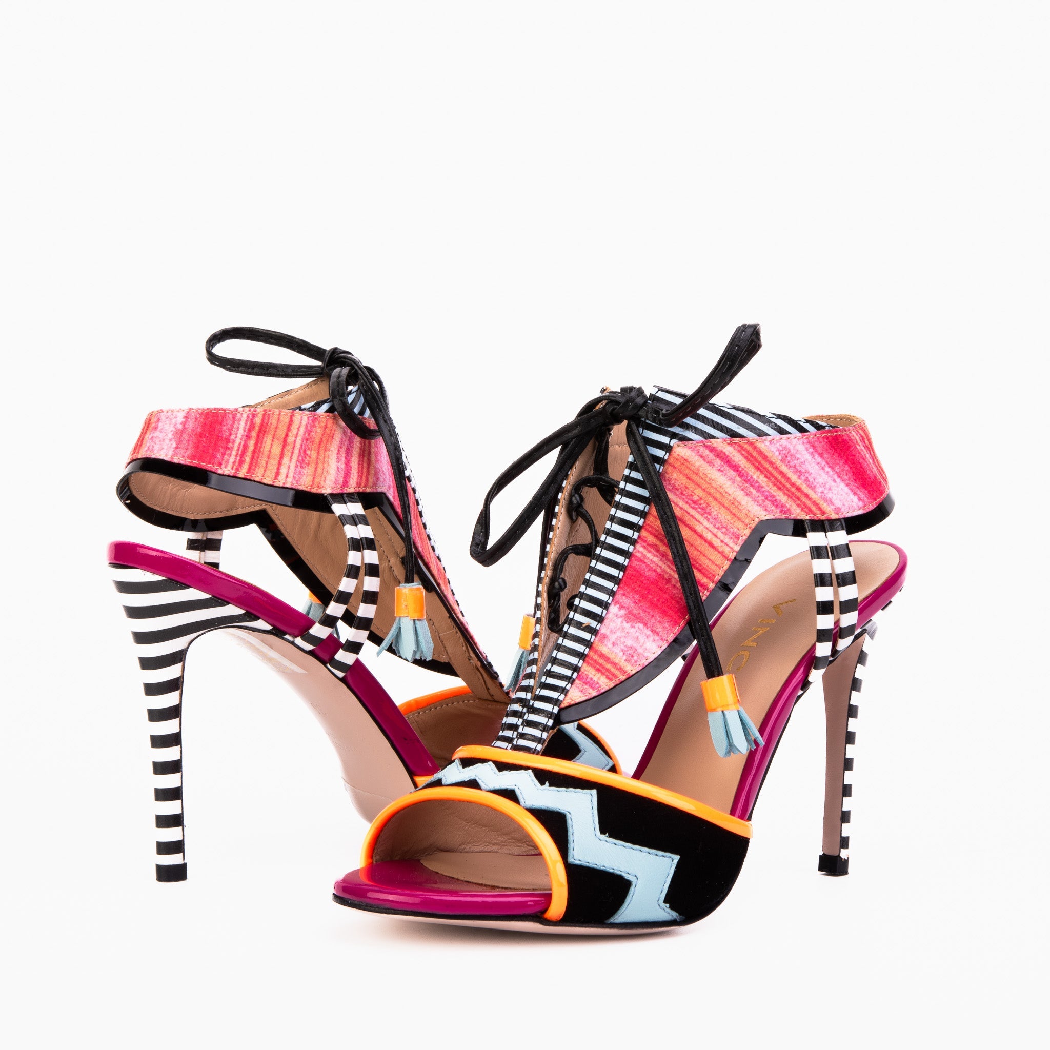 The Santa Amaro Multicolor T-Strap Lace-Up Leather Sandal
