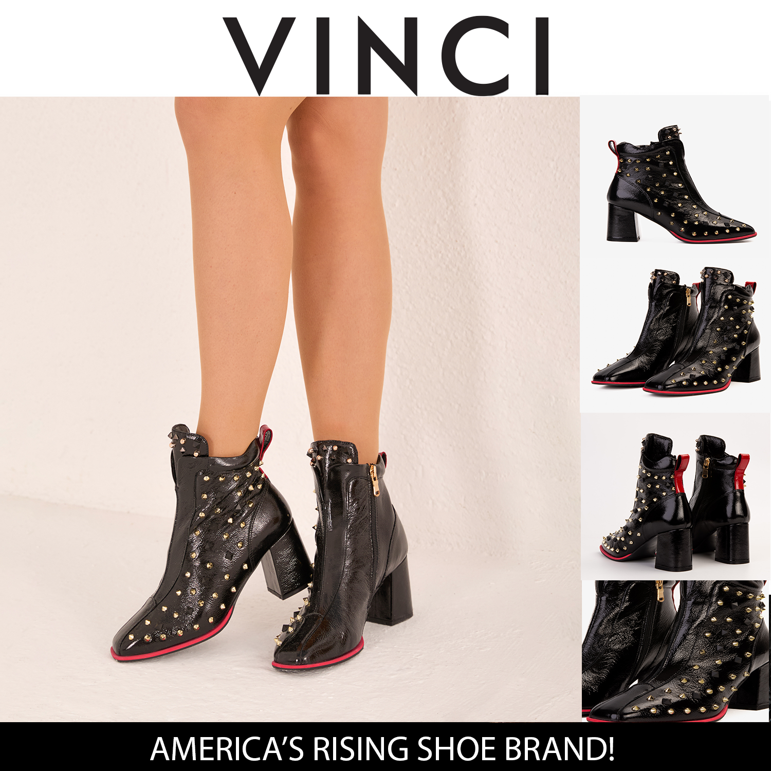 The Infanta Black Leather Block Heel Boot