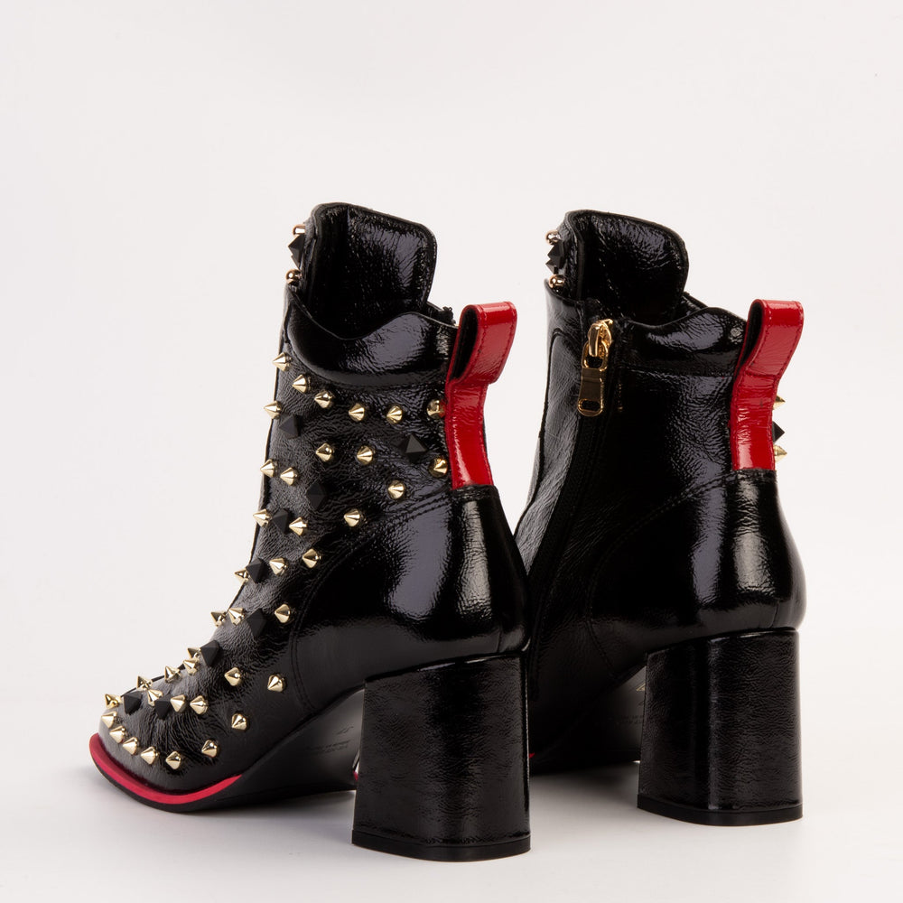 The Infanta Black Leather Block Heel Boot