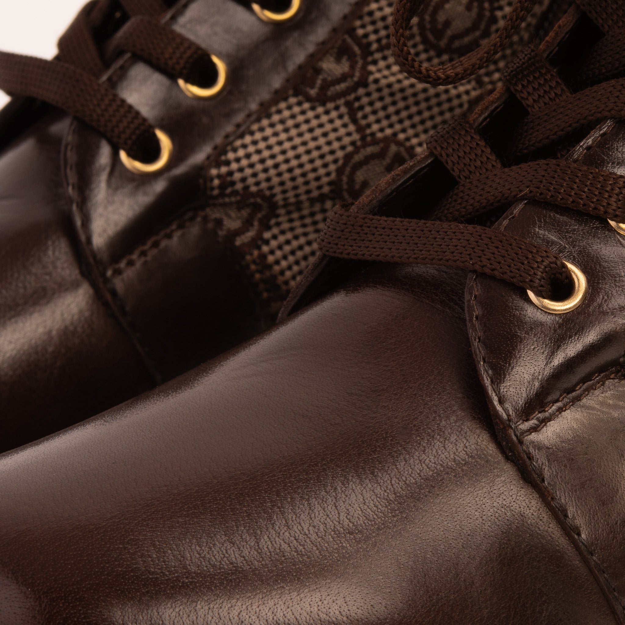 The Boston Brown Leather Lace-Up Ankle Boot With a Side Zipper