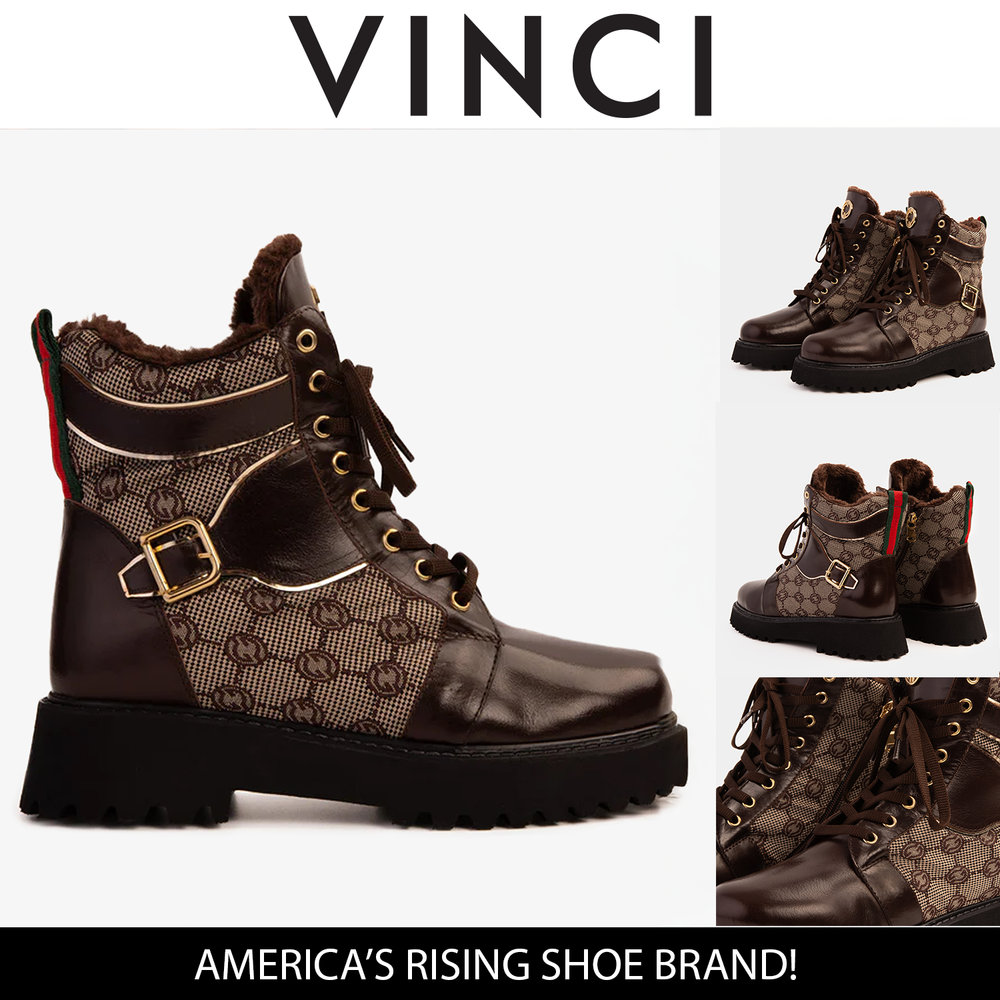 The Boston Brown Leather Lace-Up Ankle Boot With a Side Zipper