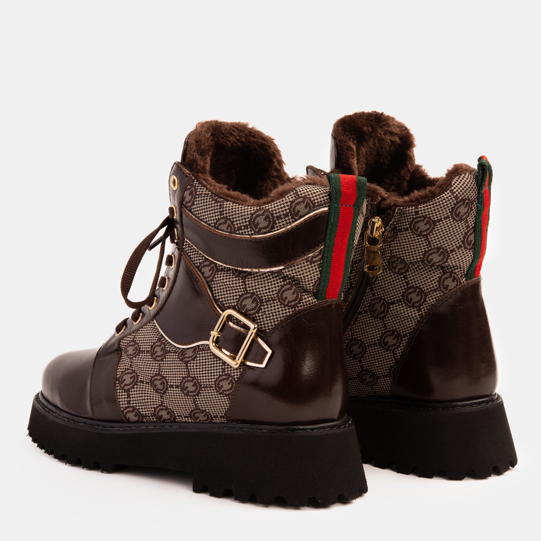 The Boston Brown Leather Lace-Up Ankle Boot With a Side Zipper