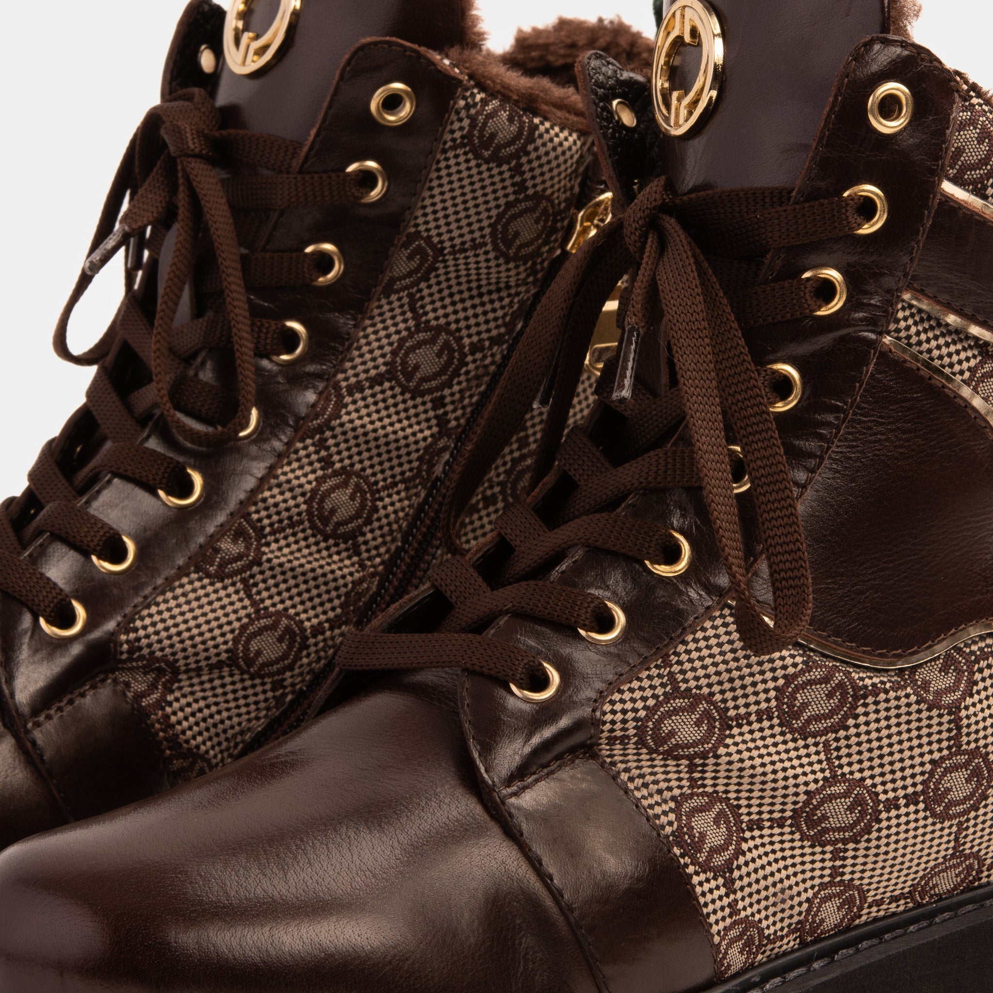 The Boston Brown Leather Lace-Up Ankle Boot With a Side Zipper