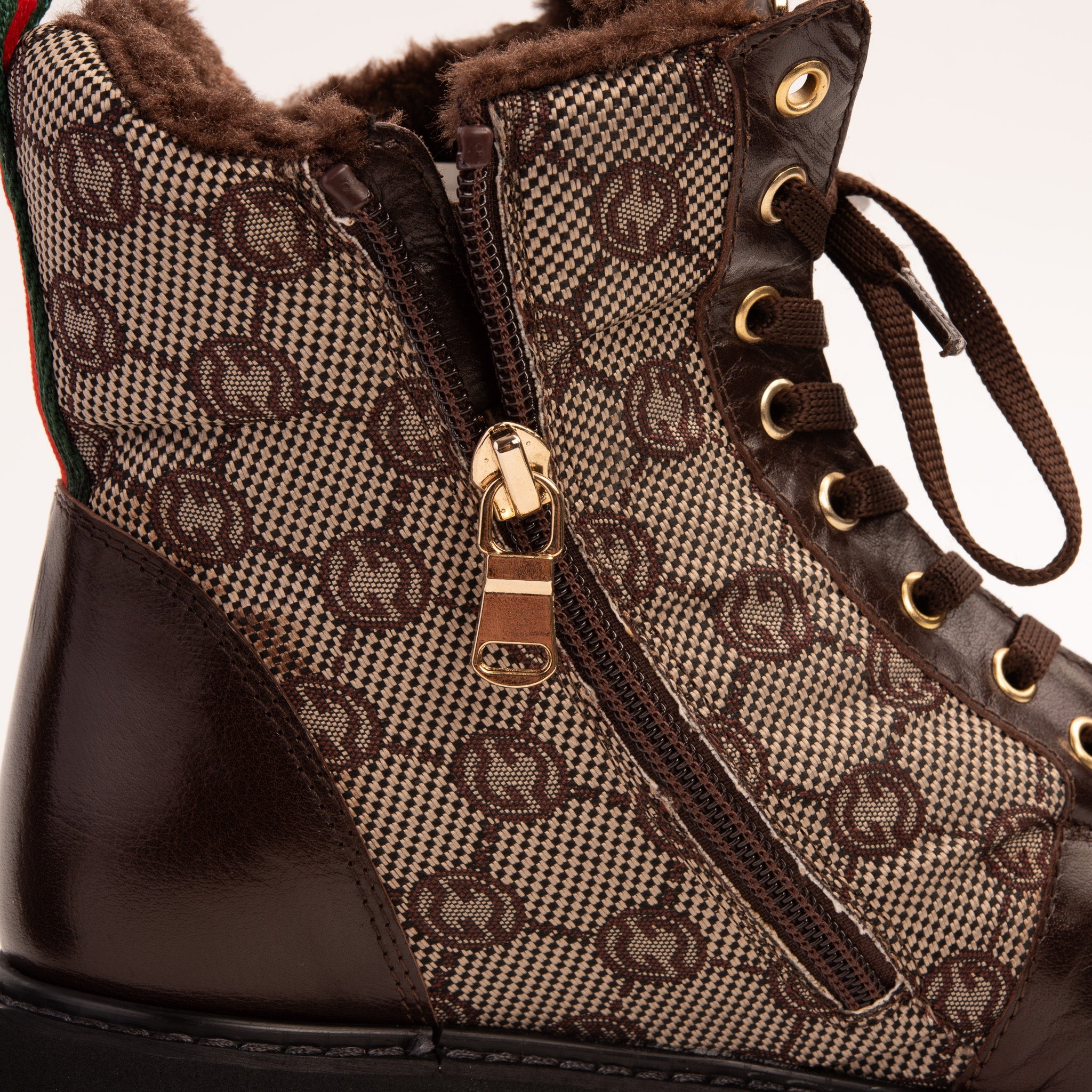The Boston Brown Leather Lace-Up Ankle Boot With a Side Zipper
